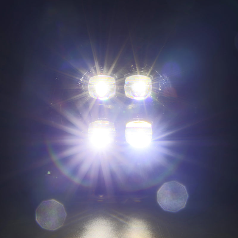 AlphaRex LED projector headlights for 2018-2023 Jeep Wrangler JL and Gladiator JT with sequential signals and active lighting.