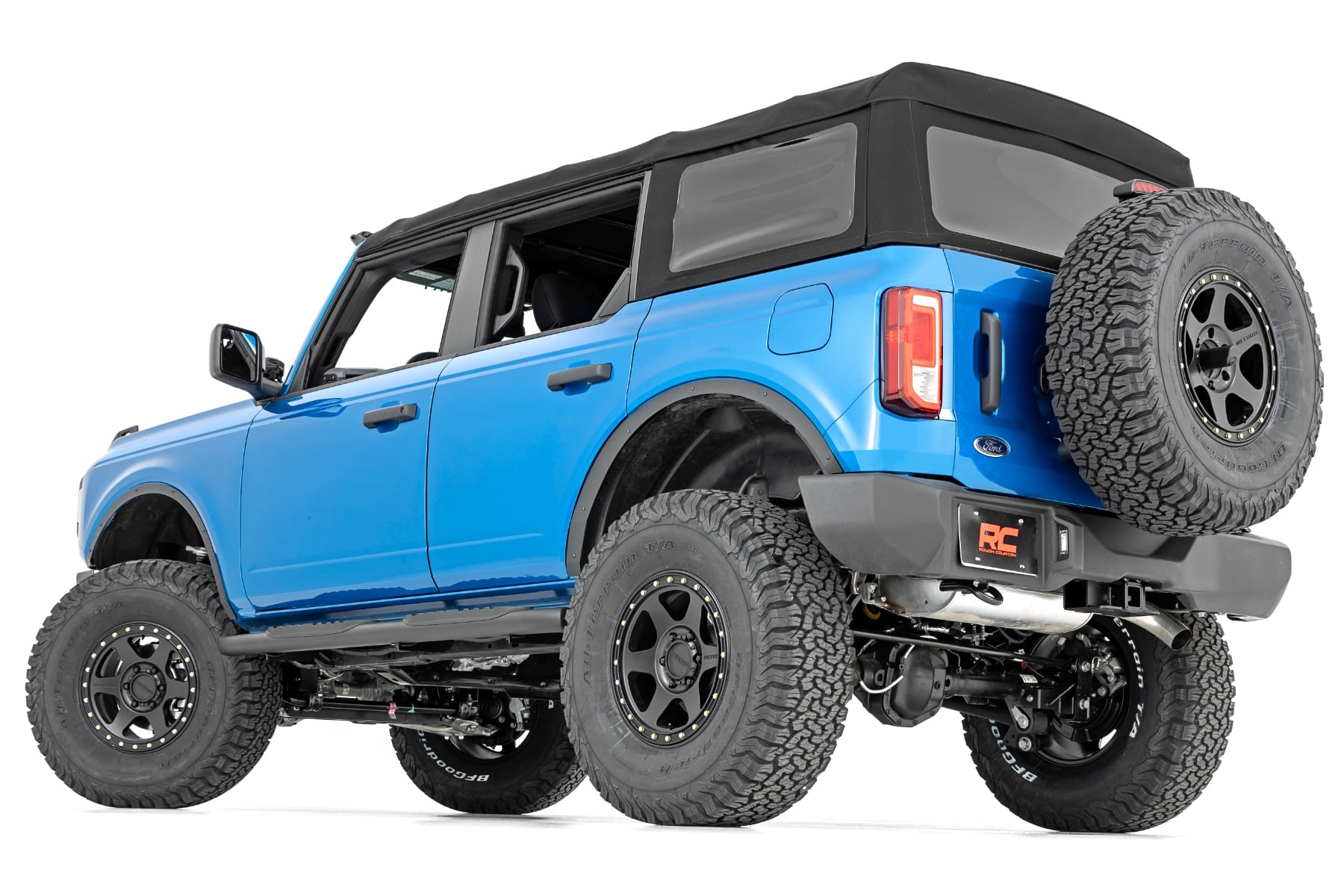 Oval Nerf Step 4-Door Black Ford Bronco 4WD (2021-2025) Rough Country