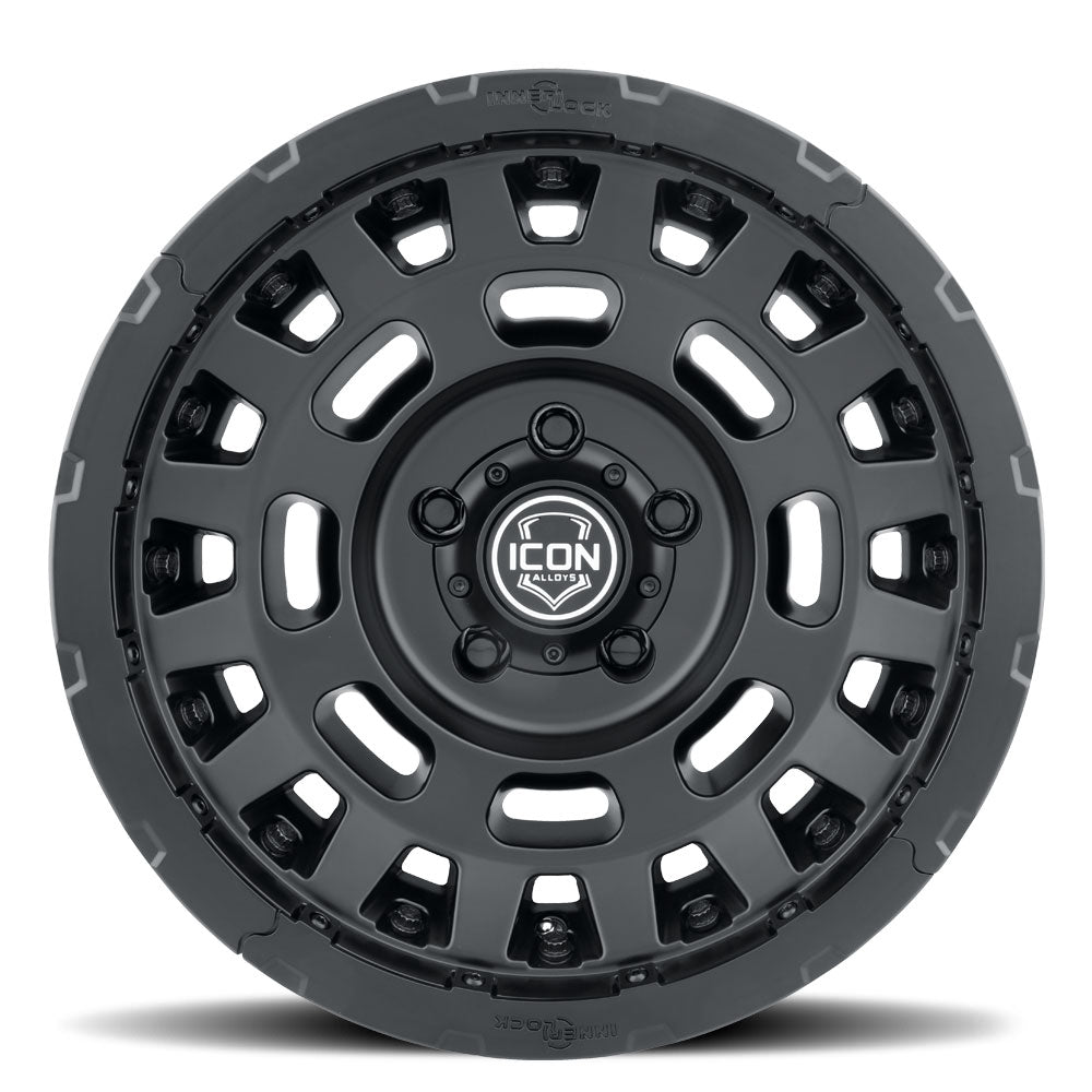 Hammer Pro 17 X 8.5 / 5 X 150 25MM Offset 5.75 Inch Back Space Satin Black, ICON Alloys