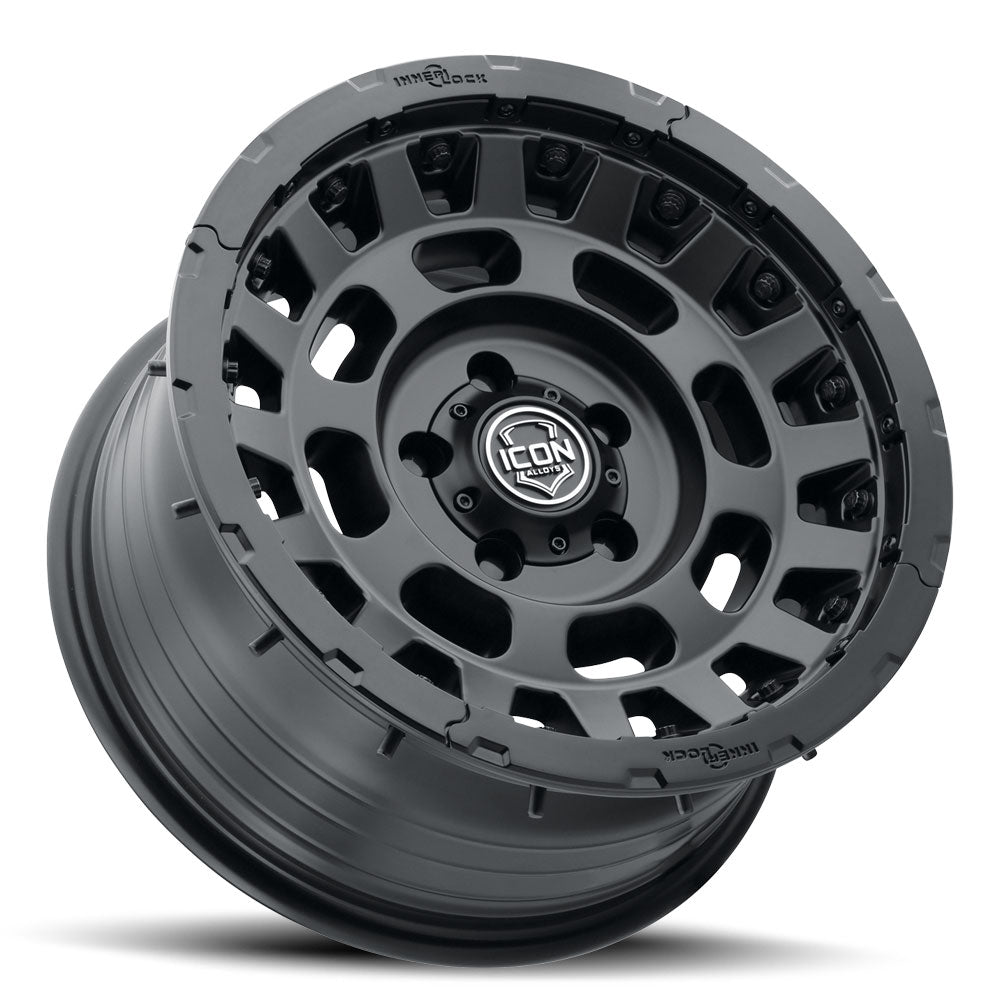 Hammer Pro 17 X 8.5 / 5 X 5 -6MM Offset 4.5 Inch Back Space Satin Black, ICON Alloys