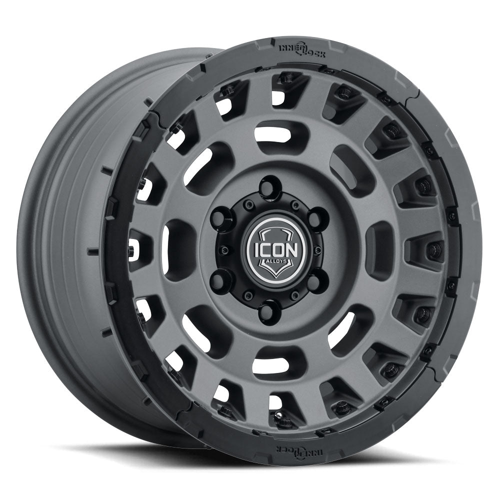 Hammer Pro 17 X 8.5 / 6 X 5.5 0MM Offset 4.75 Inch Back Space Charcoal W/ Black Ring, ICON Alloys