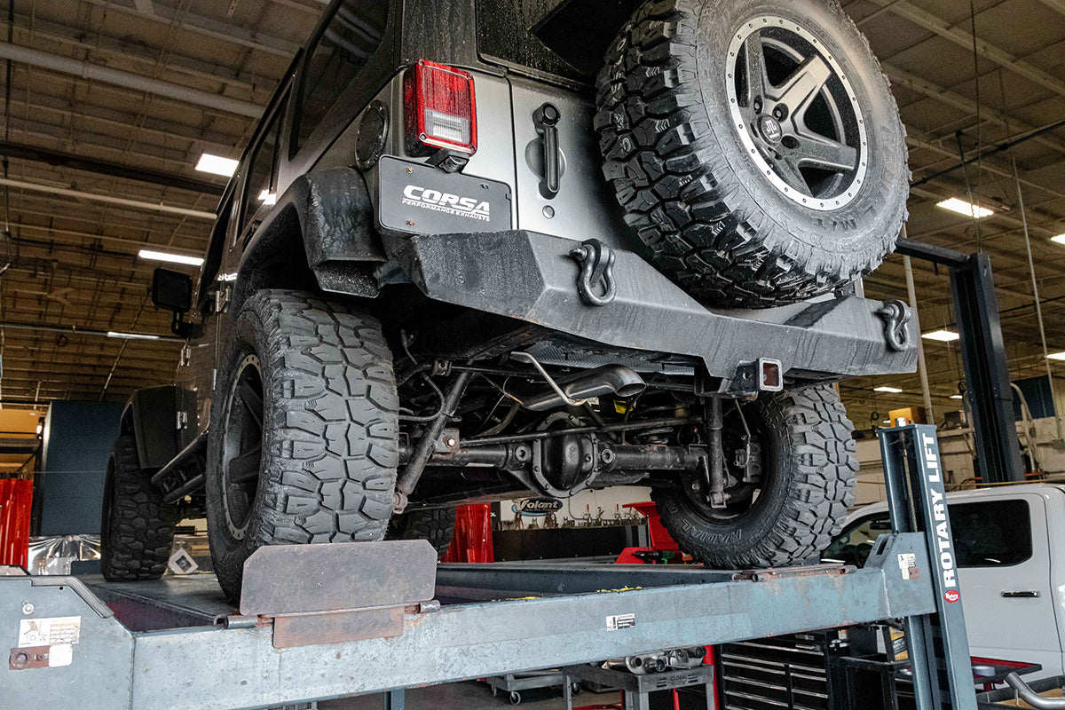 2.75 Inch Cat-Back Single Rear Exit with Turn Down Tip 07-18 Jeep Wrangler JKU 116 Inch Wheel Base Corsa Performance