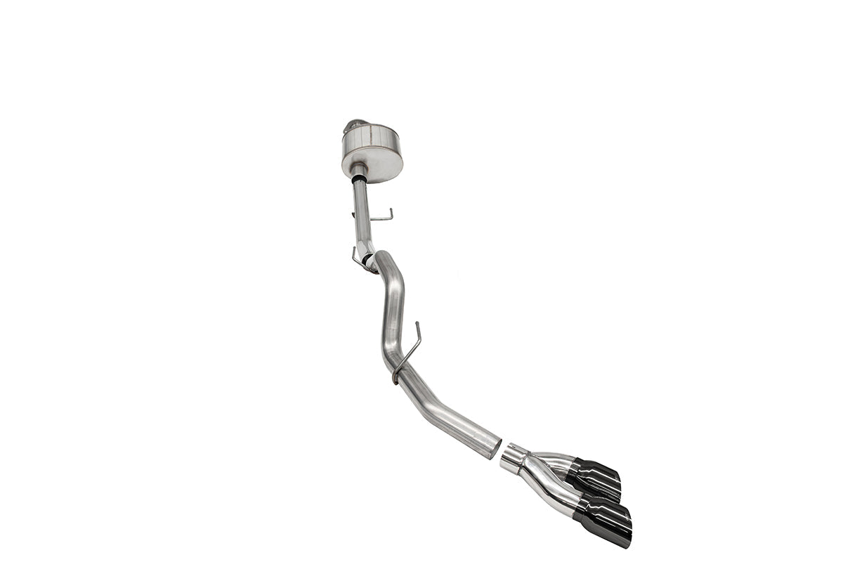 3.0 Inch Single Side Exit Catback Exhaust System with Twin 4.0 Inch Pro Series Black Tips 21-25 Ford F-150 122 Inch Wheel Base Corsa Performance