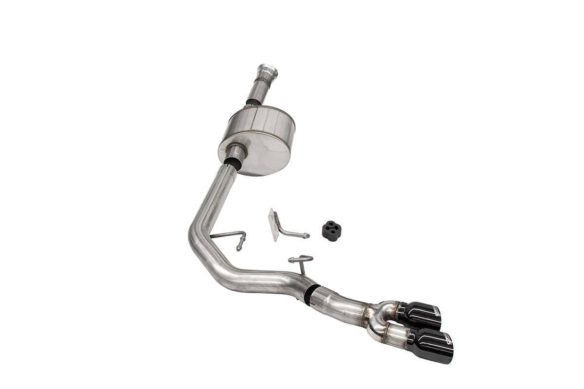 3.0 Inch Front of Tire Exit Catback Exhaust System with Twin 3.5 Inch Pro Series Black Tips Xtreme Sound Level 21-25 Ford F-150 141 Inch Wheel Base Corsa Performance