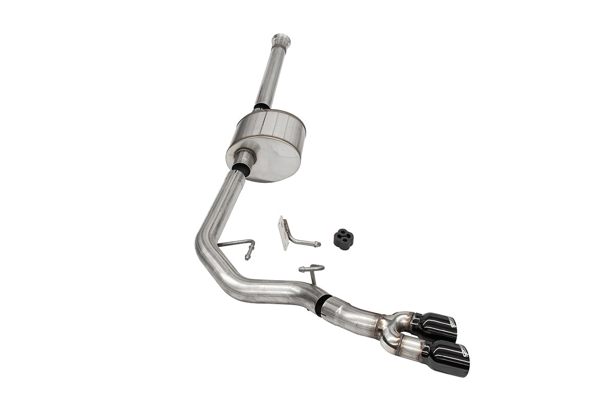 3.0 Inch Front of Tire Exit Catback Exhaust System with Twin 3.5 Inch Pro Series Black Tips Xtreme Sound Level 21-25 Ford F-150 157 Inch Wheel Base Corsa Performance