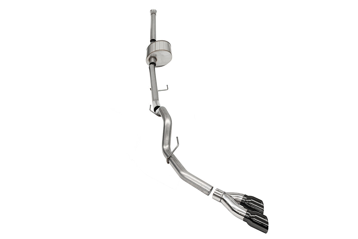 3.0 Inch Single Side Exit Catback Exhaust System with Twin 4.0 Inch Pro Series Black Tips Xtreme Sound Level 21-25 Ford F-150 157 Inch Wheel Base Corsa Performance