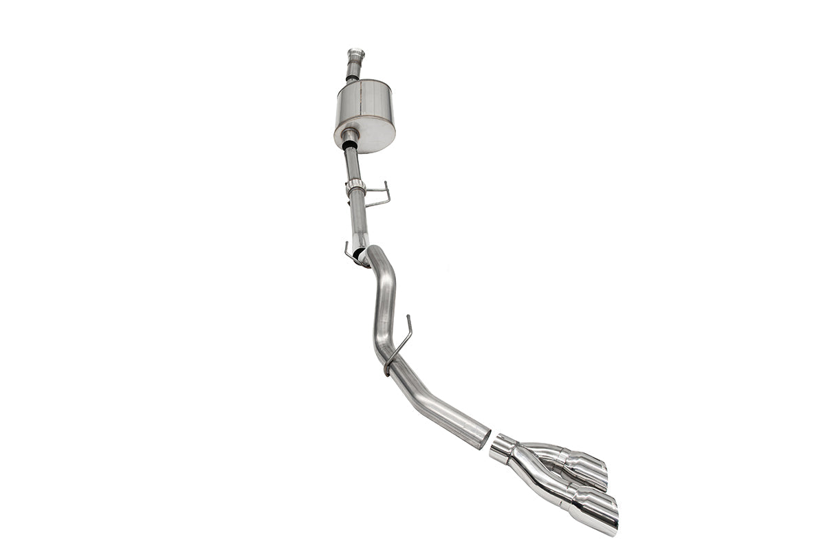 3.0 Inch Single Side Exit Catback Exhaust System with Twin 4.0 Inch Pro Series Tips 21-25 Ford F-150 EcoBoost 145 Inch Wheel Base Corsa Performance