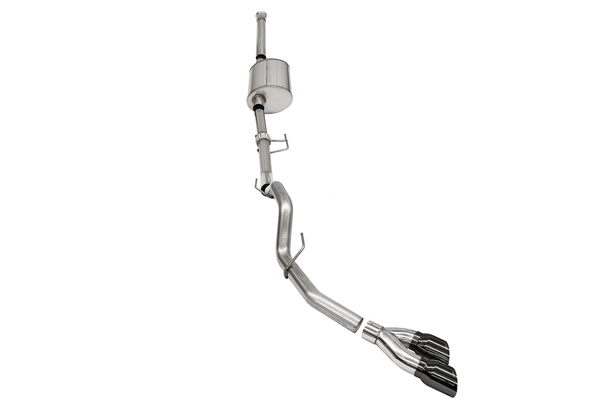3.0 Inch Single Side Exit Catback Exhaust System with Twin 4.0 Inch Pro Series Black Tips 21-25 Ford F-150 EcoBoost 157 Inch Wheel Base Corsa Performance