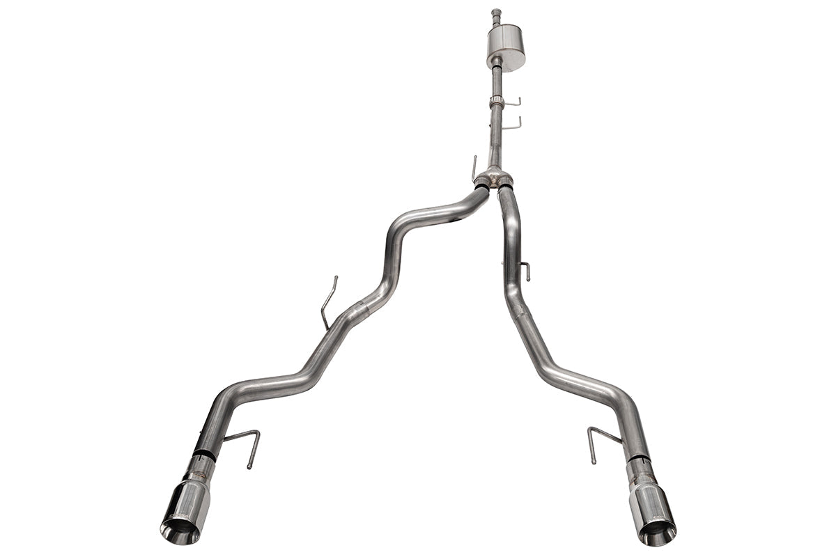 3.0 Inch to 2.75 Inch Dual Rear Exit Cat-back Exhaust System with 4.0 Inch Polished Straight Cut Tips 21-25 Ford F-150 Tremor 145 Inch Wheel Base Corsa Performance