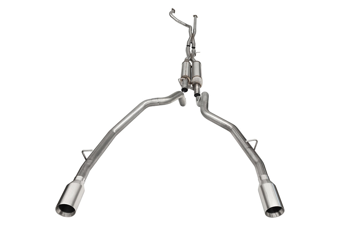 3.0 Inch True Dual Catback Exhaust System with Dual Rear Exit and Flat Cut 5.0 Inch Tips 21-24 Dodge RAM TRX 144.6 Inch Wheel Base Corsa Performance