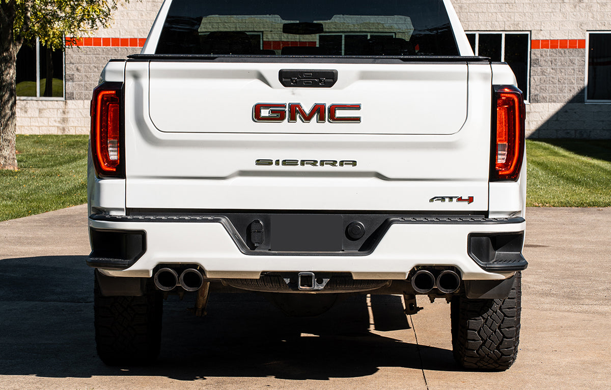 3.0 Inch - 2.5 Inch Cat-Back Dual Rear Exit Exhaust System with Twin 4.0 Inch Black Powder Coat Pro-Series Tips 19-24 Chevrolet Silverado/GMC Sierra 1500 157 Inch Wheel Base Corsa Performance