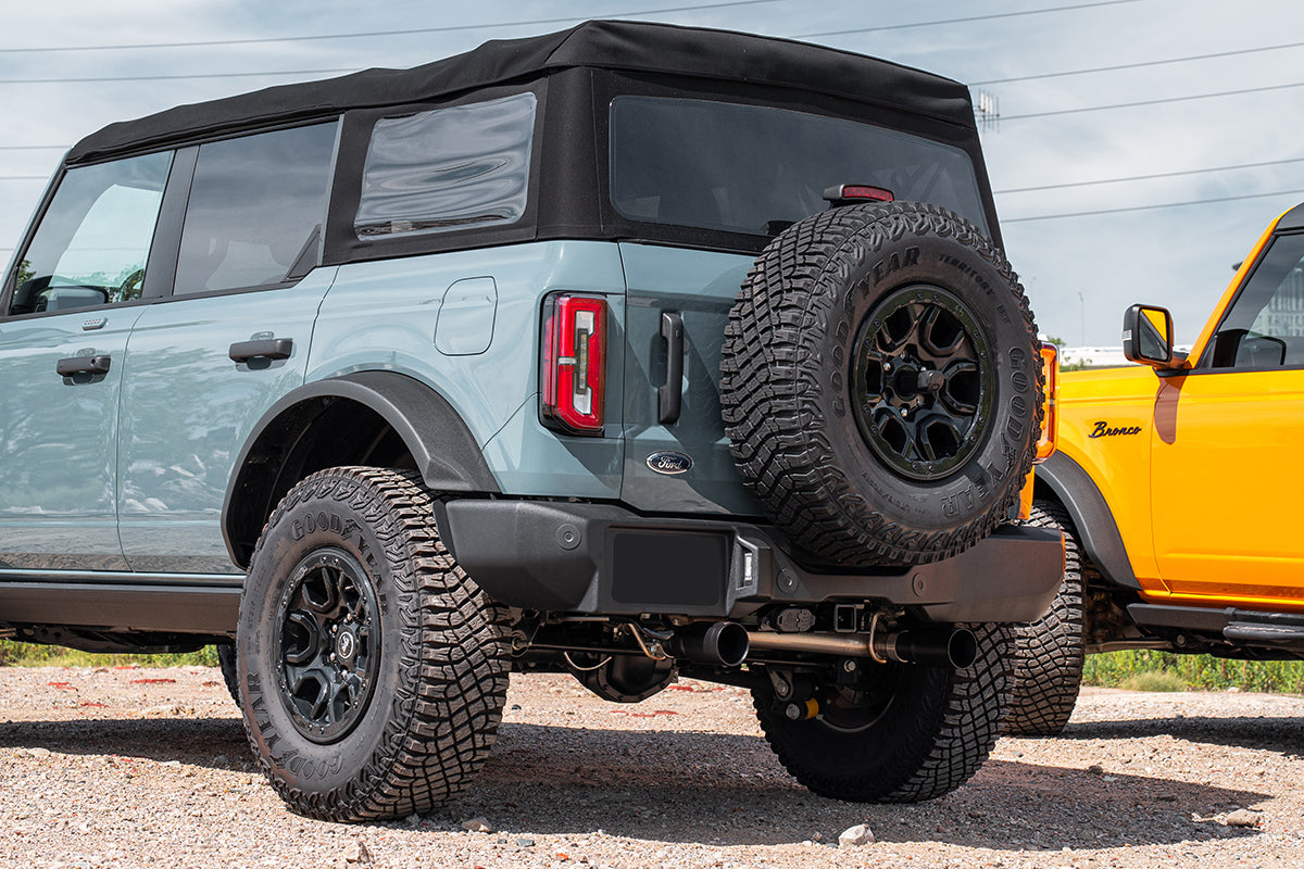 2.75 Inch Cat-Back Single Side Exit Exhaust System with Single 4.0 Inch Straight-Cut Polished Tips 21-25 Ford Bronco 4 Door Corsa Performance