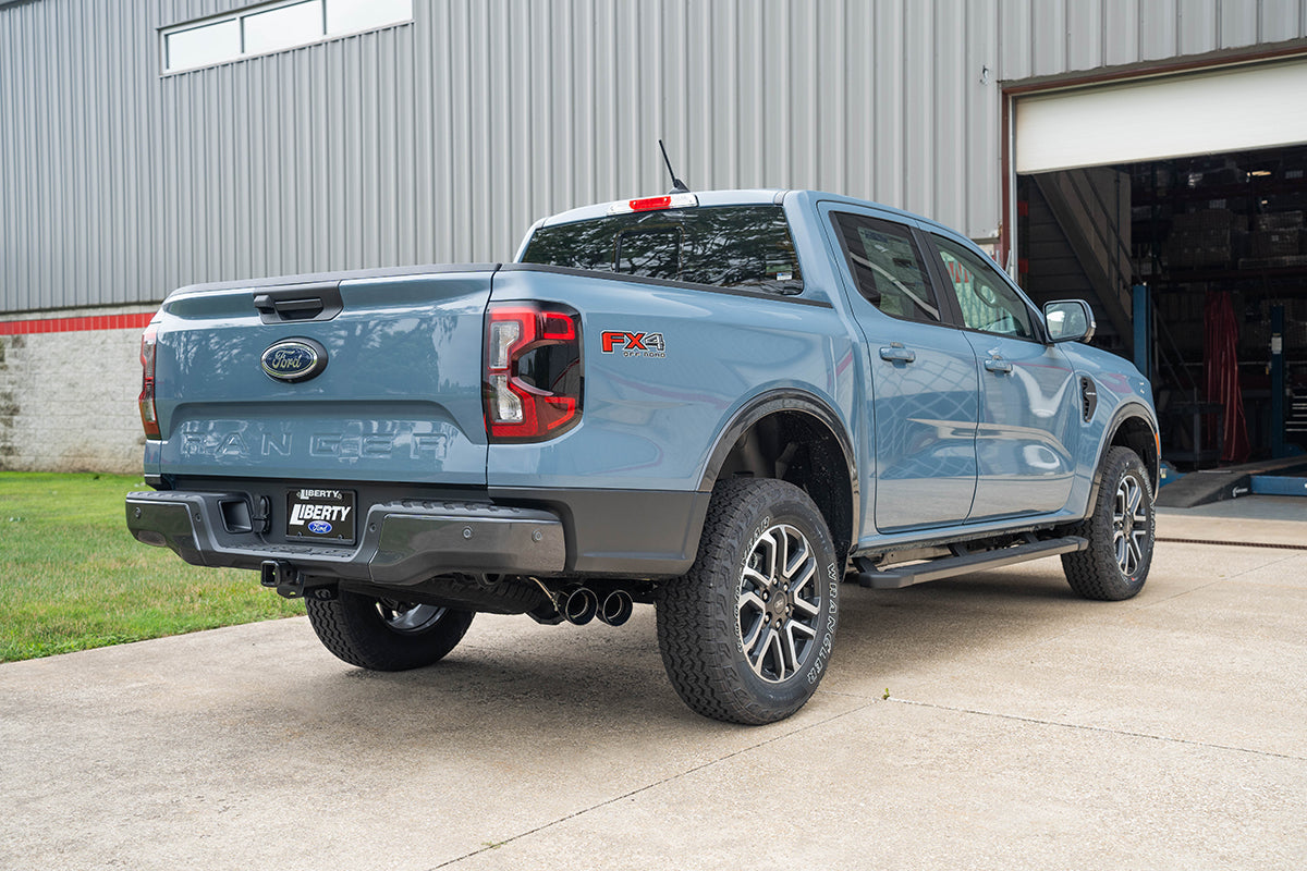 3 Inch Cat-Back Exhaust, Xtreme Sound Level, 4 InchBlack PVD Pro-Series Slash Cut Twin Tip 24-25 Ford Ranger Corsa Performance