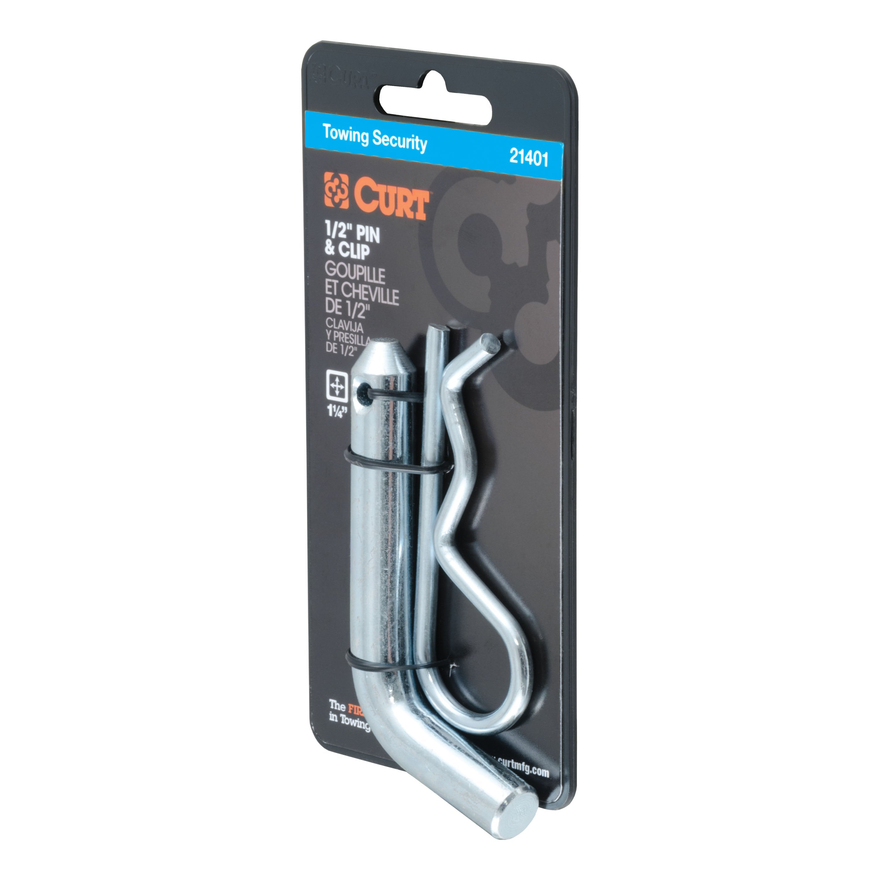 CURT Trailer Hitch Pin & Clip, 1/2-Inch Diameter, Fits 1-1/4-Inch Receiver Model 21401