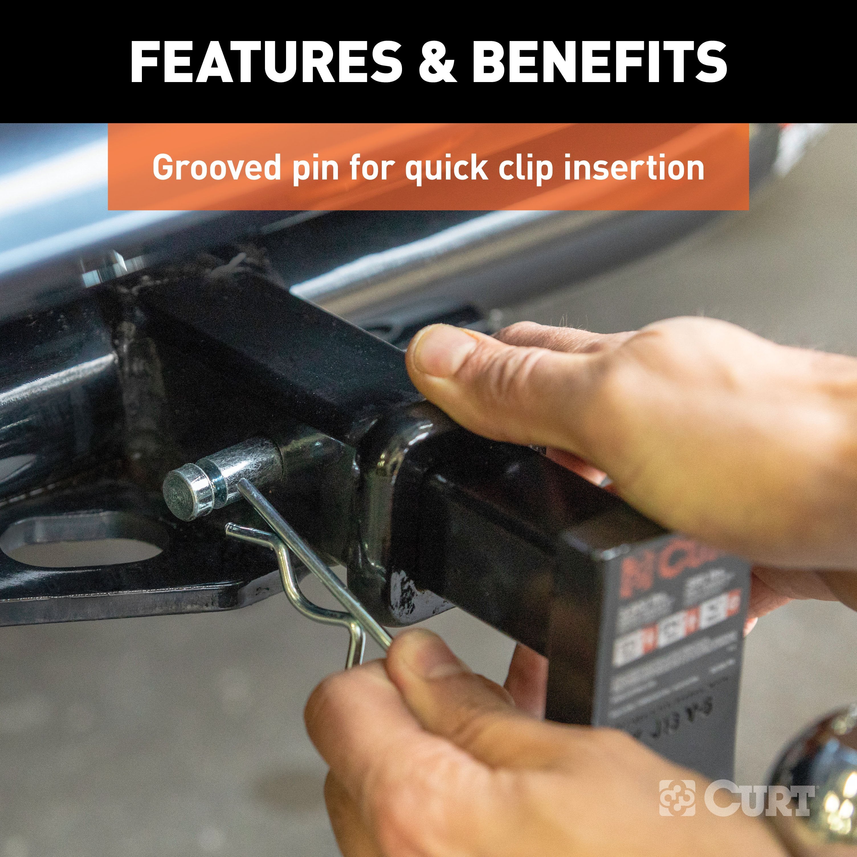 CURT Trailer Hitch Pin & Clip with Grooved Head, 1/2-Inch Diameter, Fits 1-1/4-Inch Receiver Model 21404