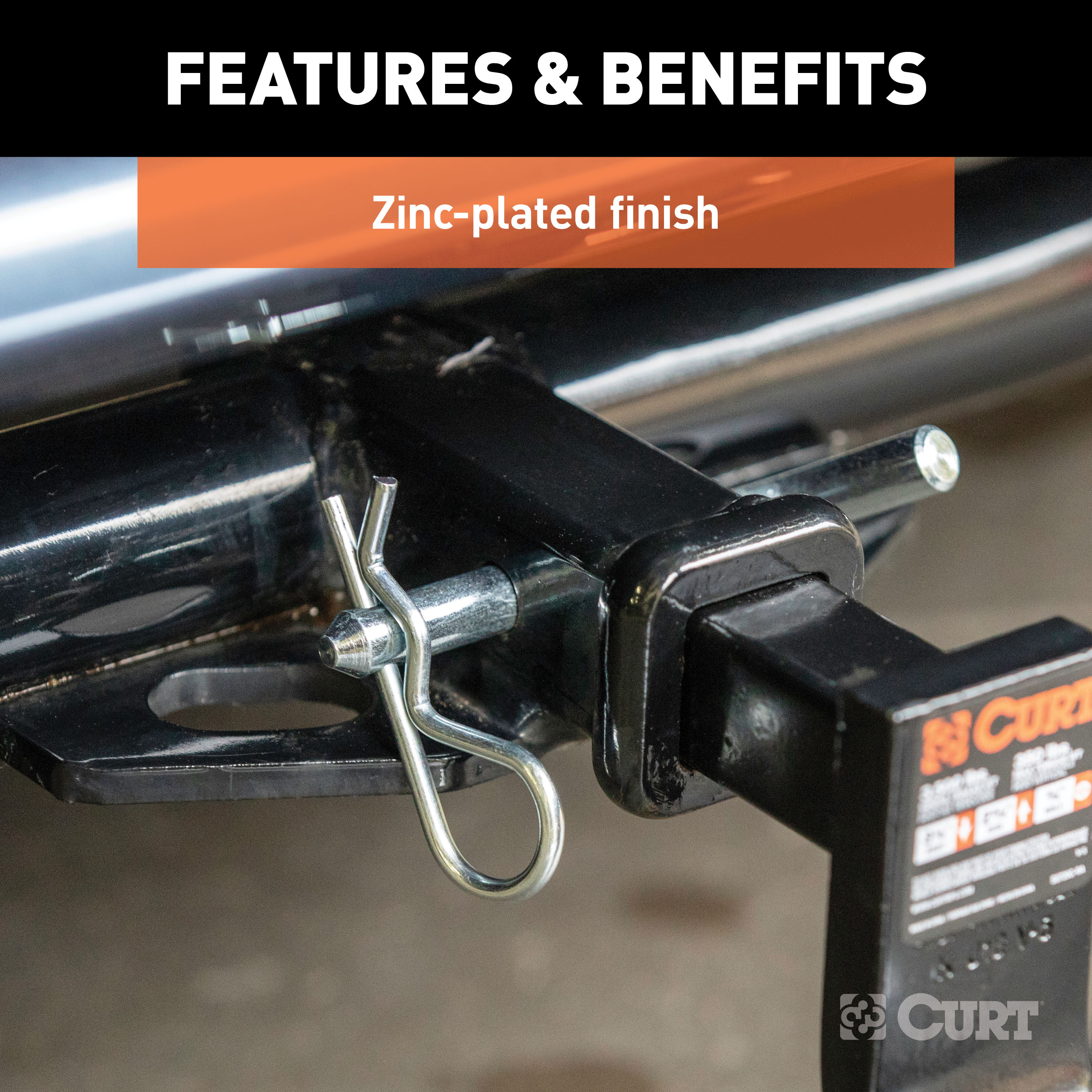 CURT Trailer Hitch Pin & Clip, 1/2-Inch Diameter with 5/8-Inch Adapter, Fits 1-1/4 or 2-Inch Receiver Model 21502