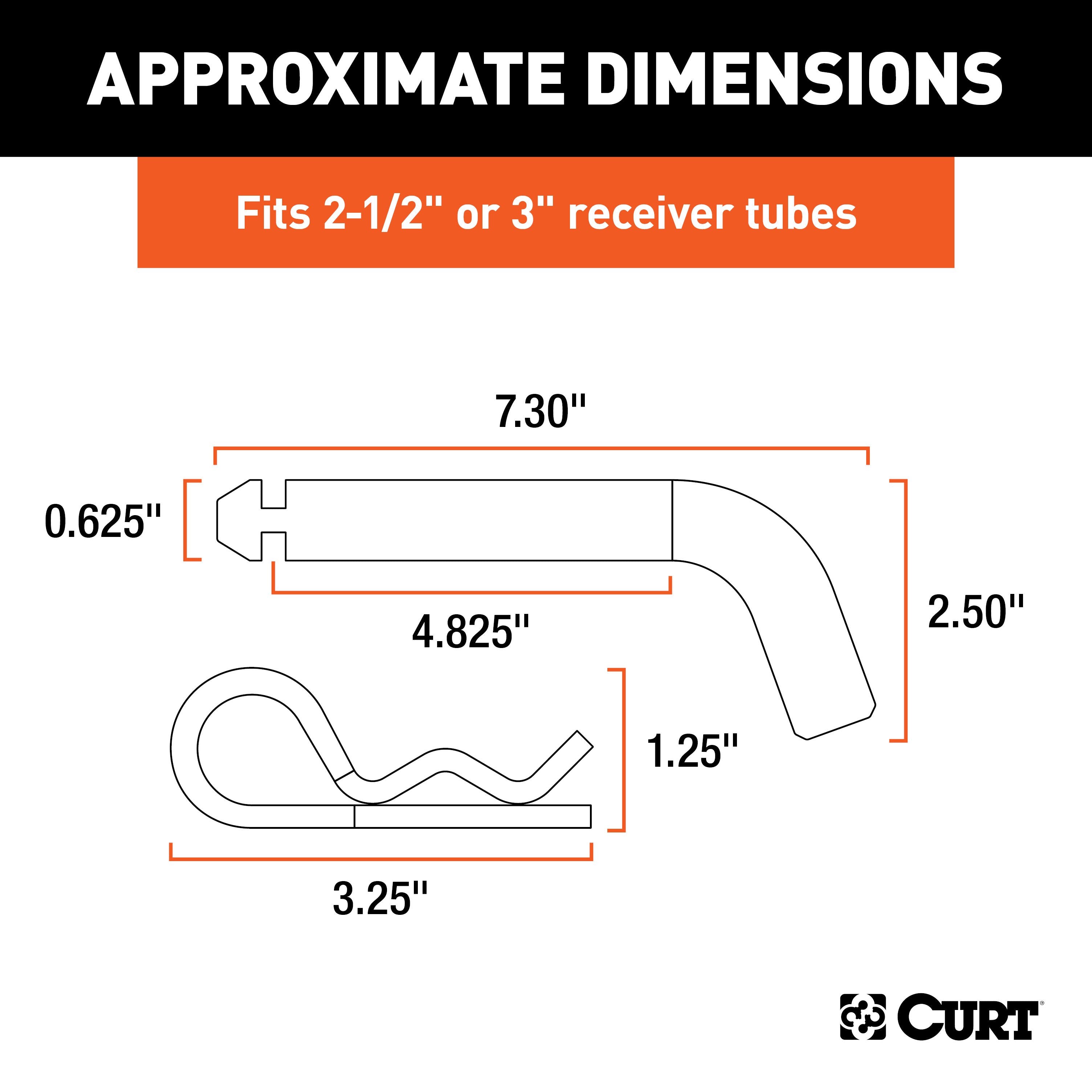 CURT Heavy-Duty Trailer Hitch Pin & Clip with Grooved Head, 5/8-Inch Diameter, Fits 2-1/2 or 3-Inch Receiver Model 21507