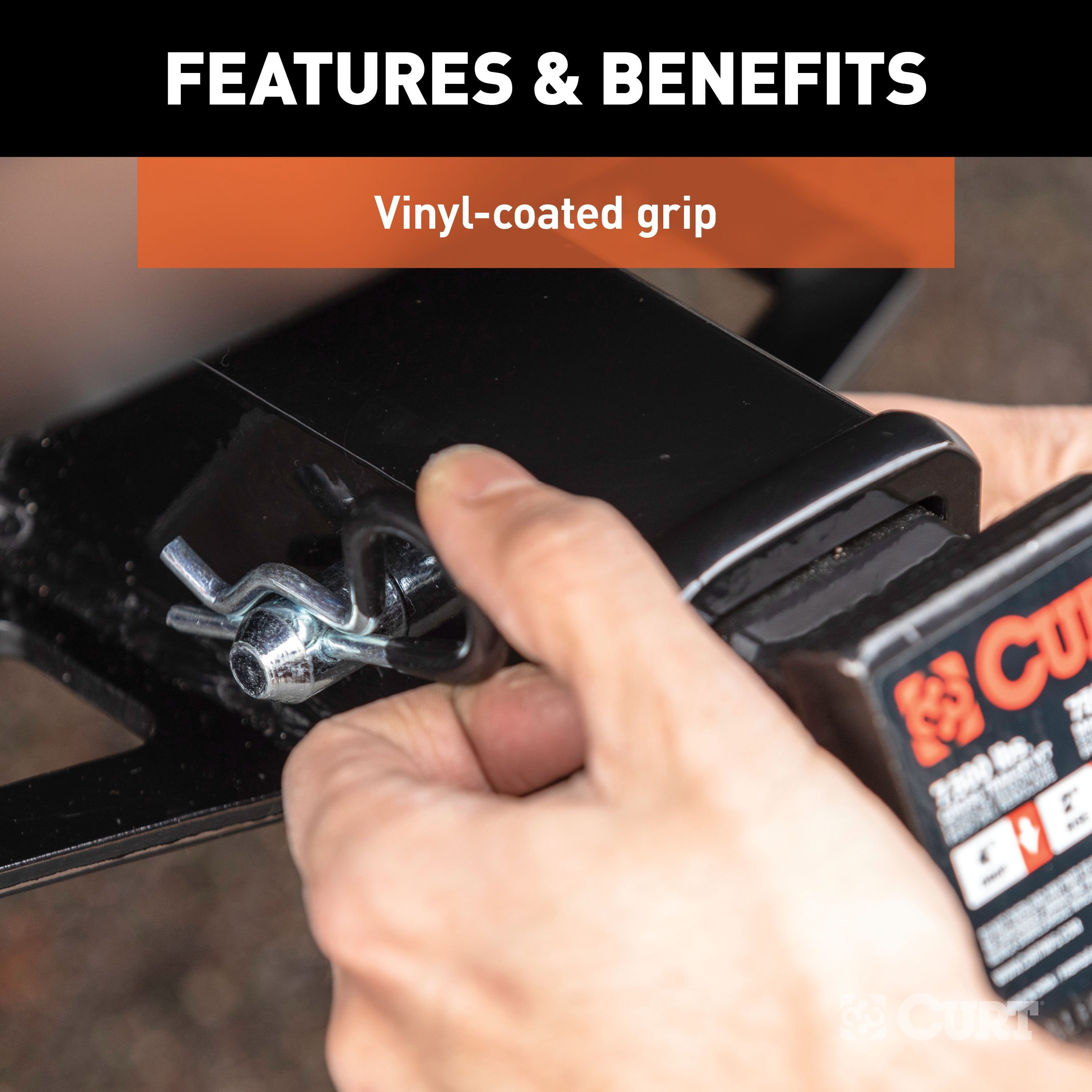 CURT Trailer Hitch Pin & Clip with Vinyl-Coated Grip, 5/8-Inch Diameter, Fits 2-Inch Receiver Model 21511