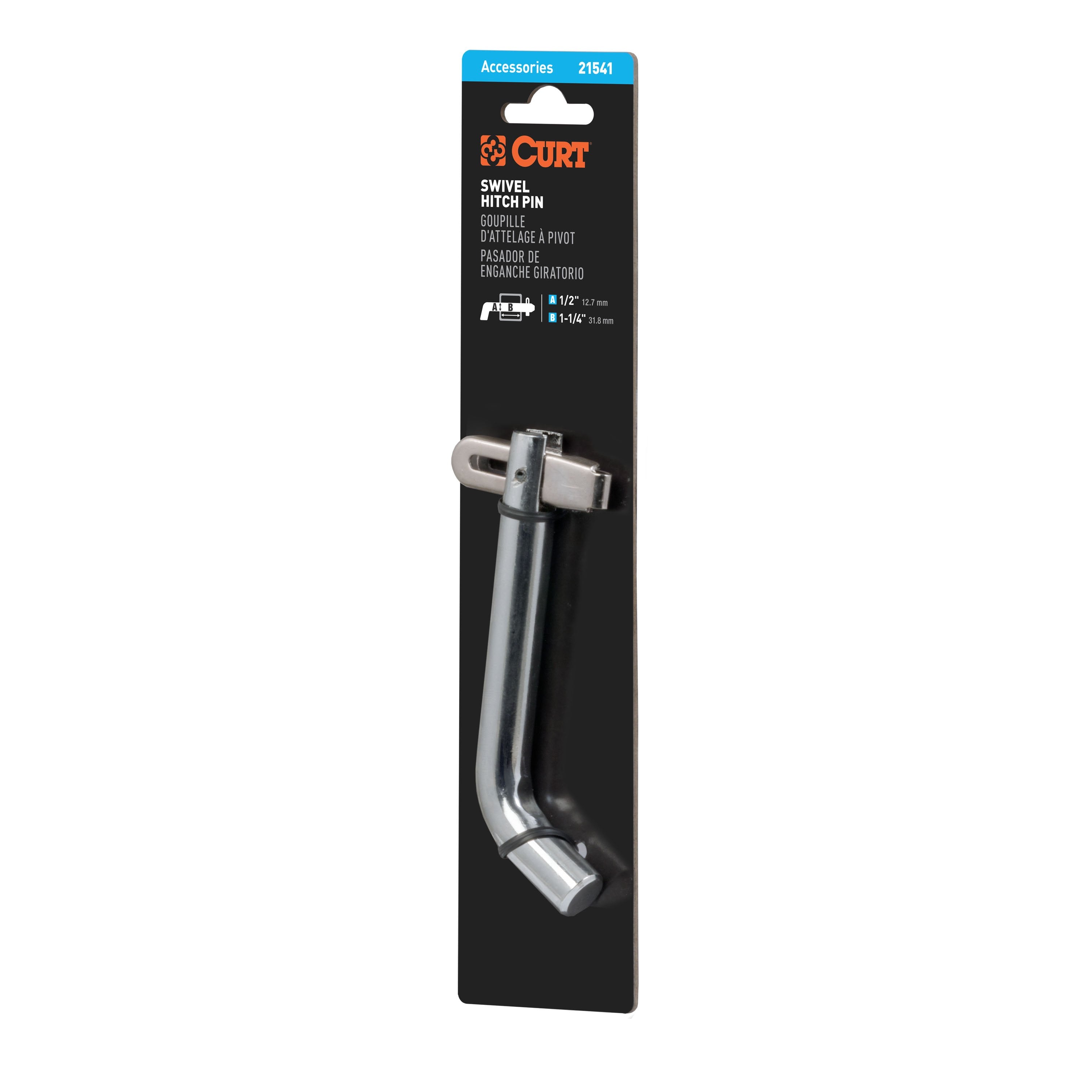 CURT Swivel Trailer Hitch Pin, 1/2-Inch Diameter, Fits 1-1/4-Inch Receiver Model 21541