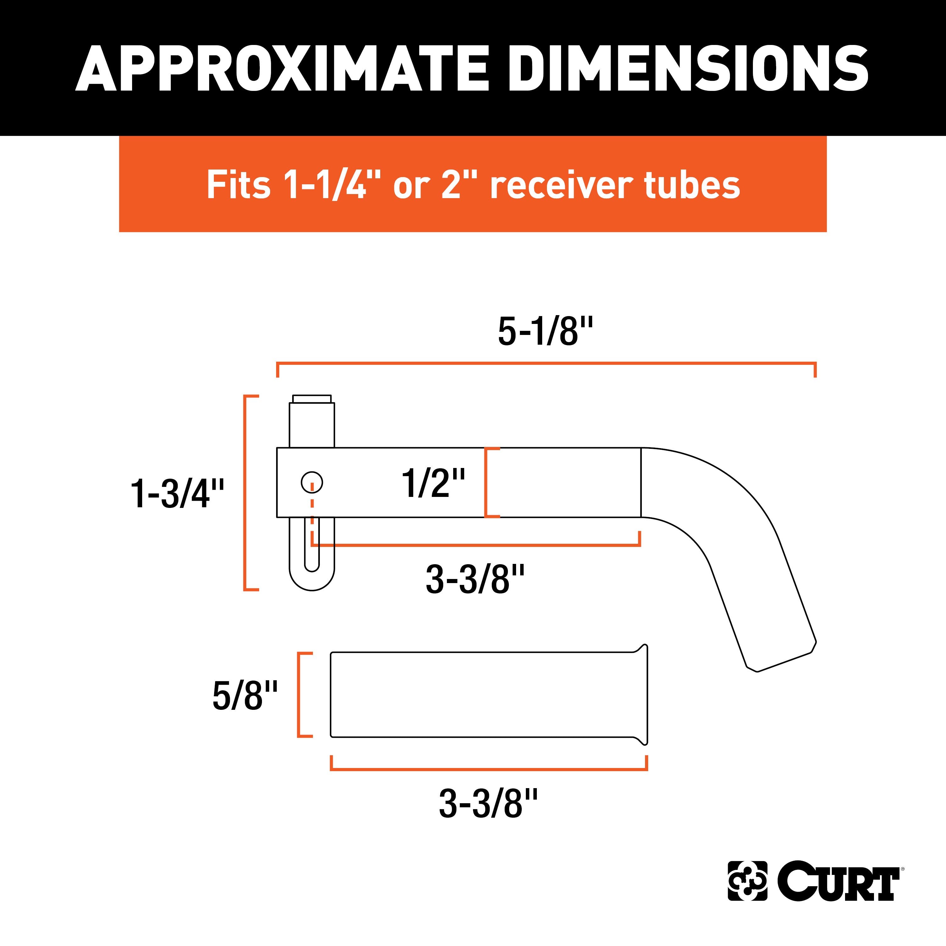 CURT Swivel Trailer Hitch Pin, 1/2-Inch Diameter with 5/8-Inch Adapter, Fits 1-1/4 or 2-Inch Receiver Model 21561