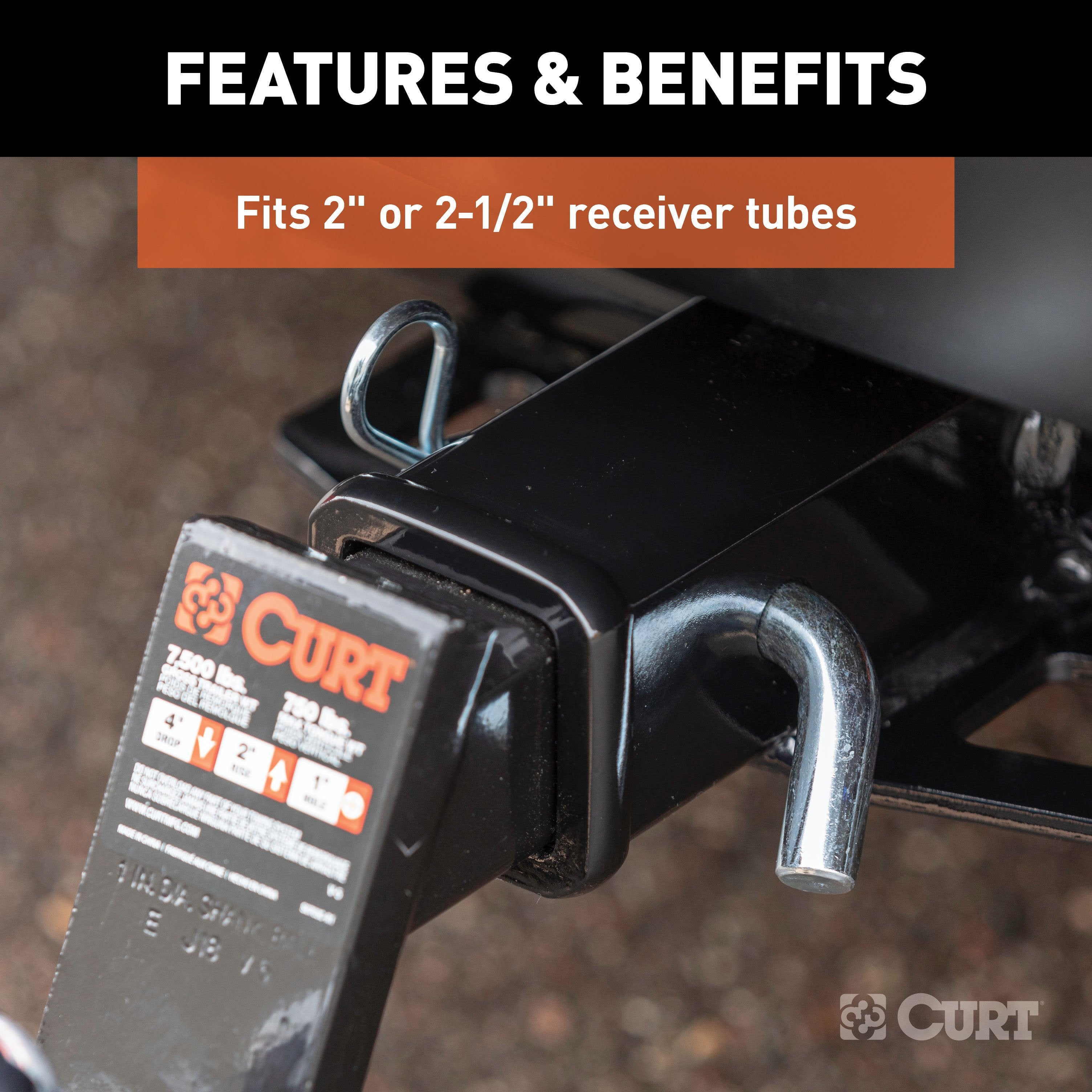 CURT Trailer Hitch Pin & Clip, 5/8-Inch Diameter, Fits 2 or 2-1/2-Inch Receiver Model 21581