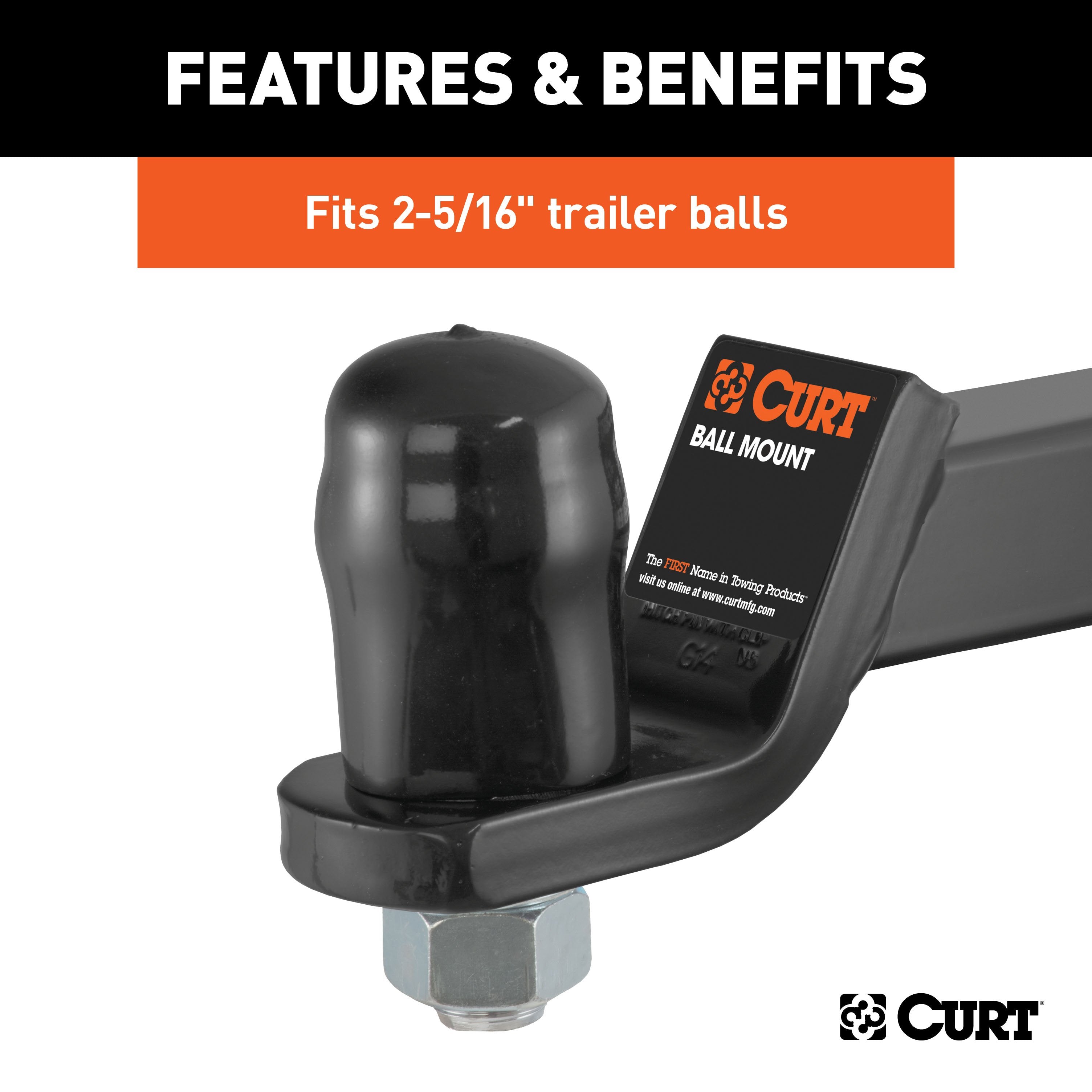 CURT Black Rubber Trailer Hitch Ball Cover, 2-5/16-Inch Diameter Model 21810