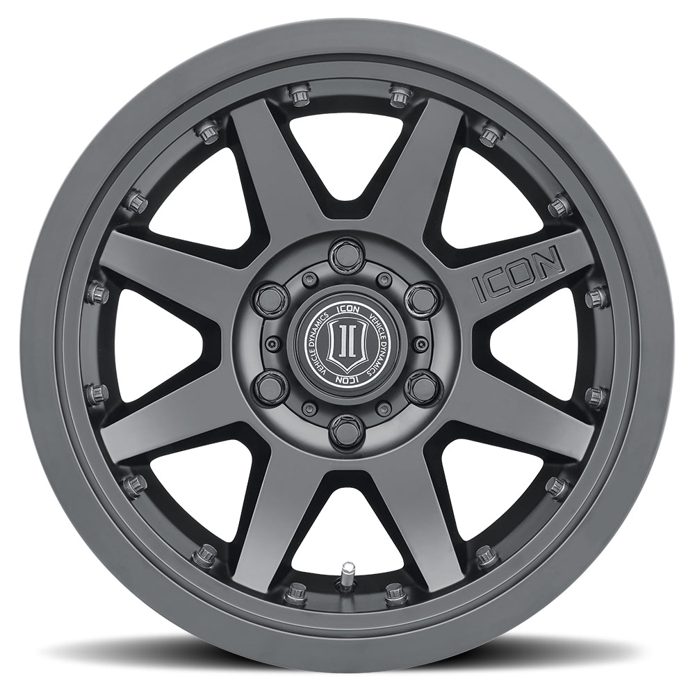 Rebound Pro 17 X 8.5 / 5 X 150 25MM Offset 5.75 Inch Back Space Satin Black 8 Spoke, ICON Alloys