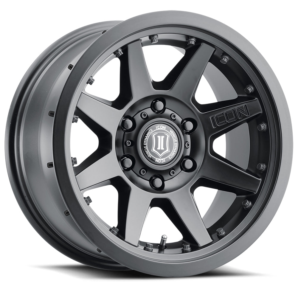 Rebound Pro 17 X 8.5 / 5X5 / -6MM / 4.5 Inch Back Space Satin Black, ICON Alloys