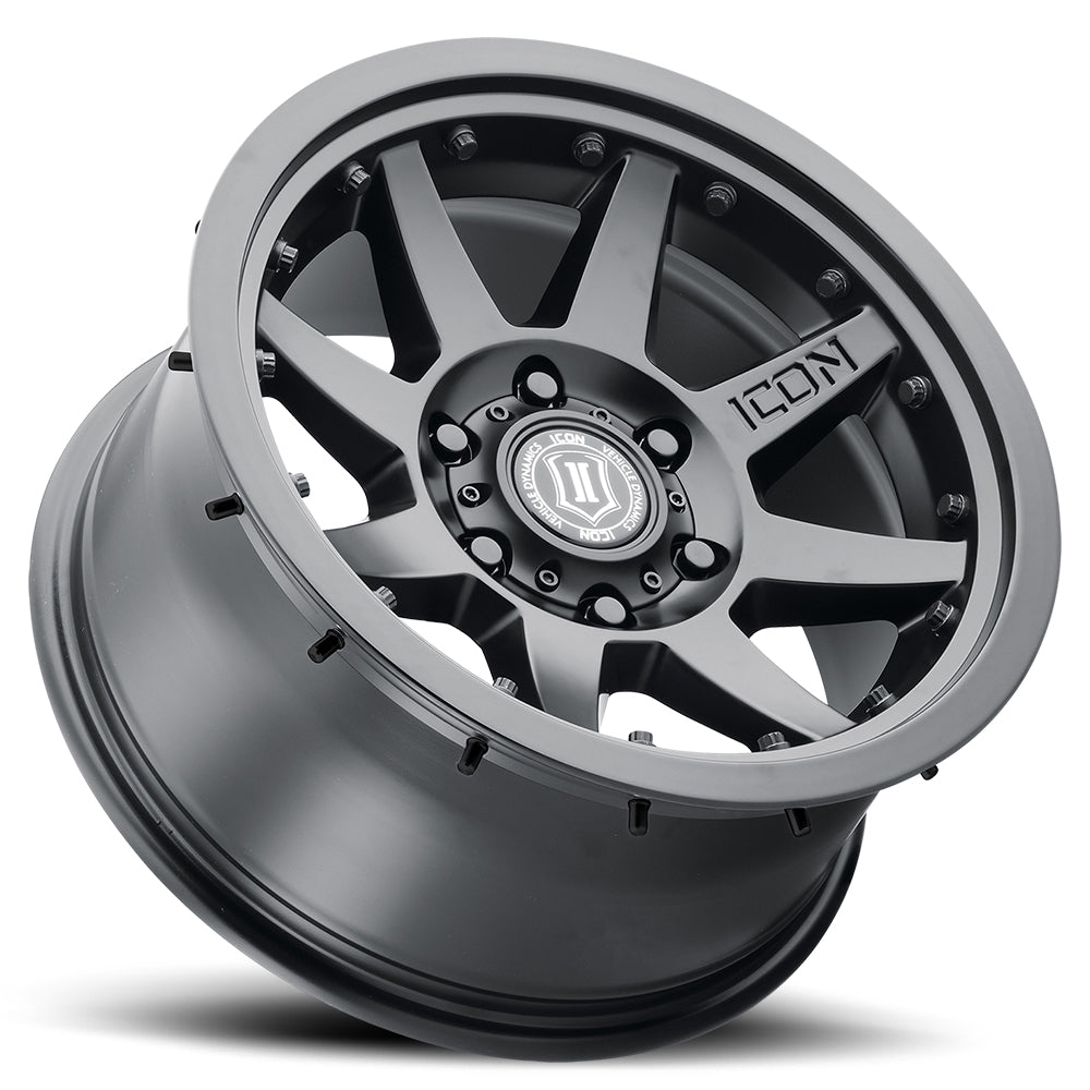 Rebound Pro 17 X 8.5 / 5X5 / -6MM / 4.5 Inch Back Space Satin Black, ICON Alloys