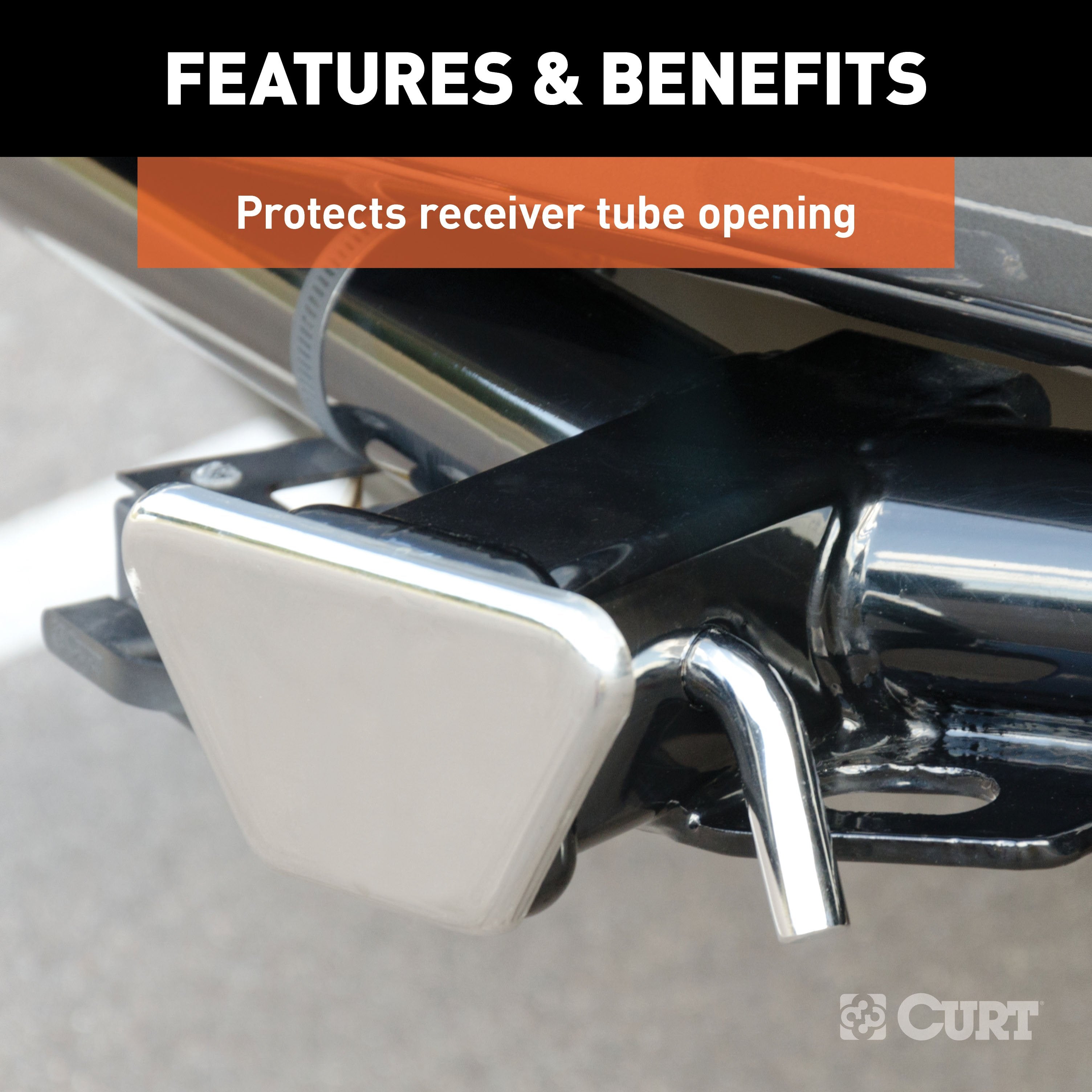 CURT Chrome Steel Trailer Hitch Cover, Fits 2-Inch Receiver Model 22101