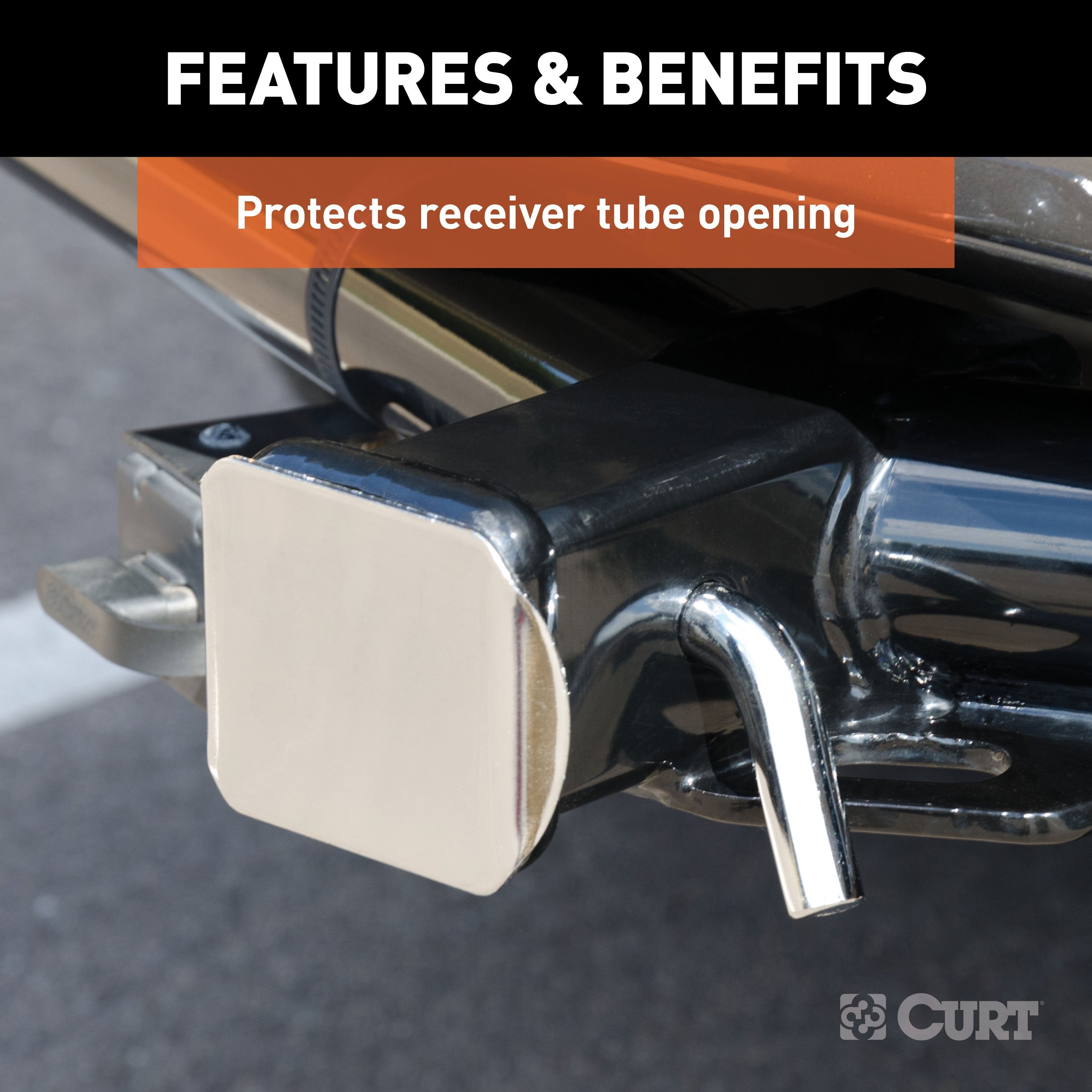 CURT Chrome Plastic Trailer Hitch Cover, Fits 2-Inch Receiver Model 22171