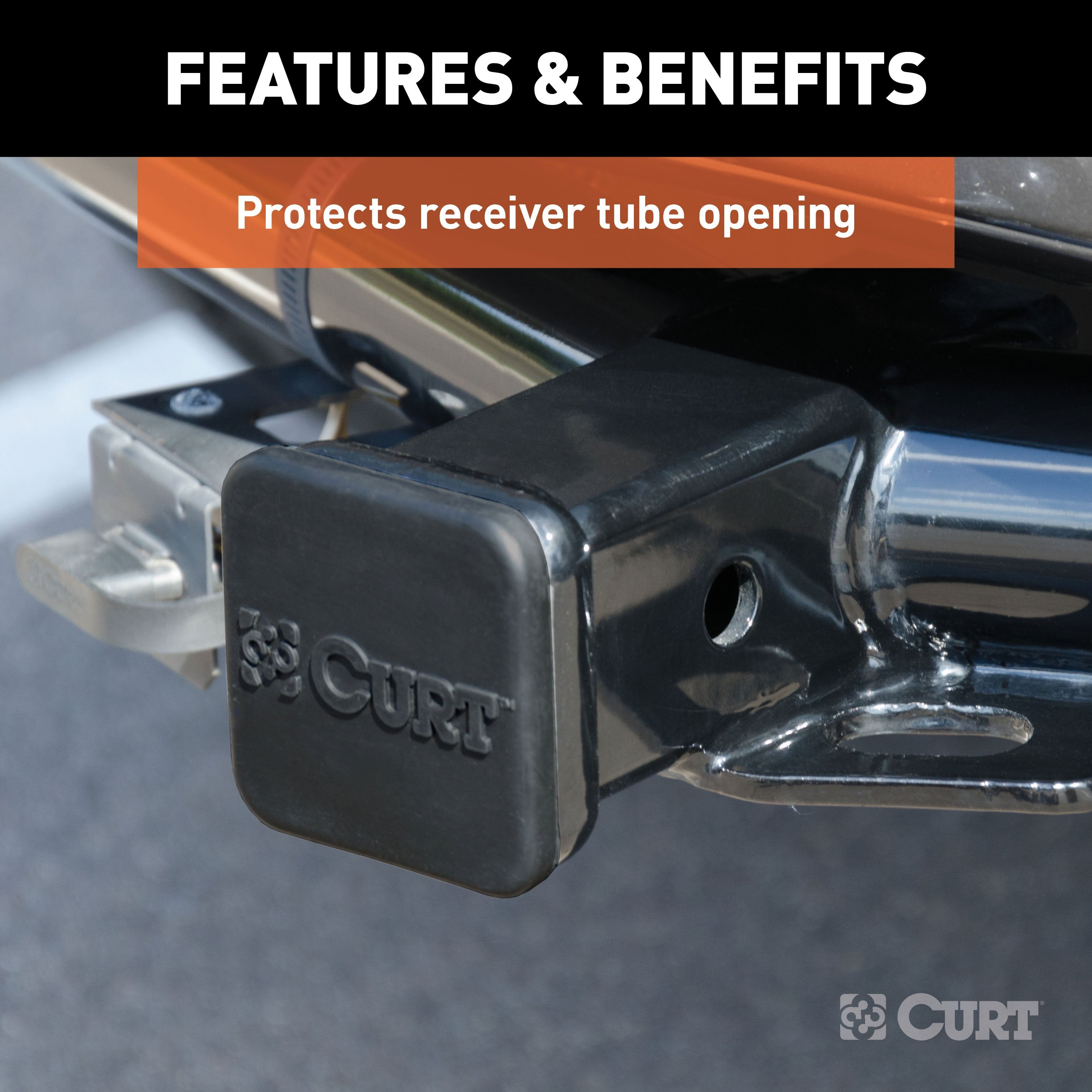 CURT Rubber Trailer Hitch Cover, Fits 2-Inch Receiver Model 22272