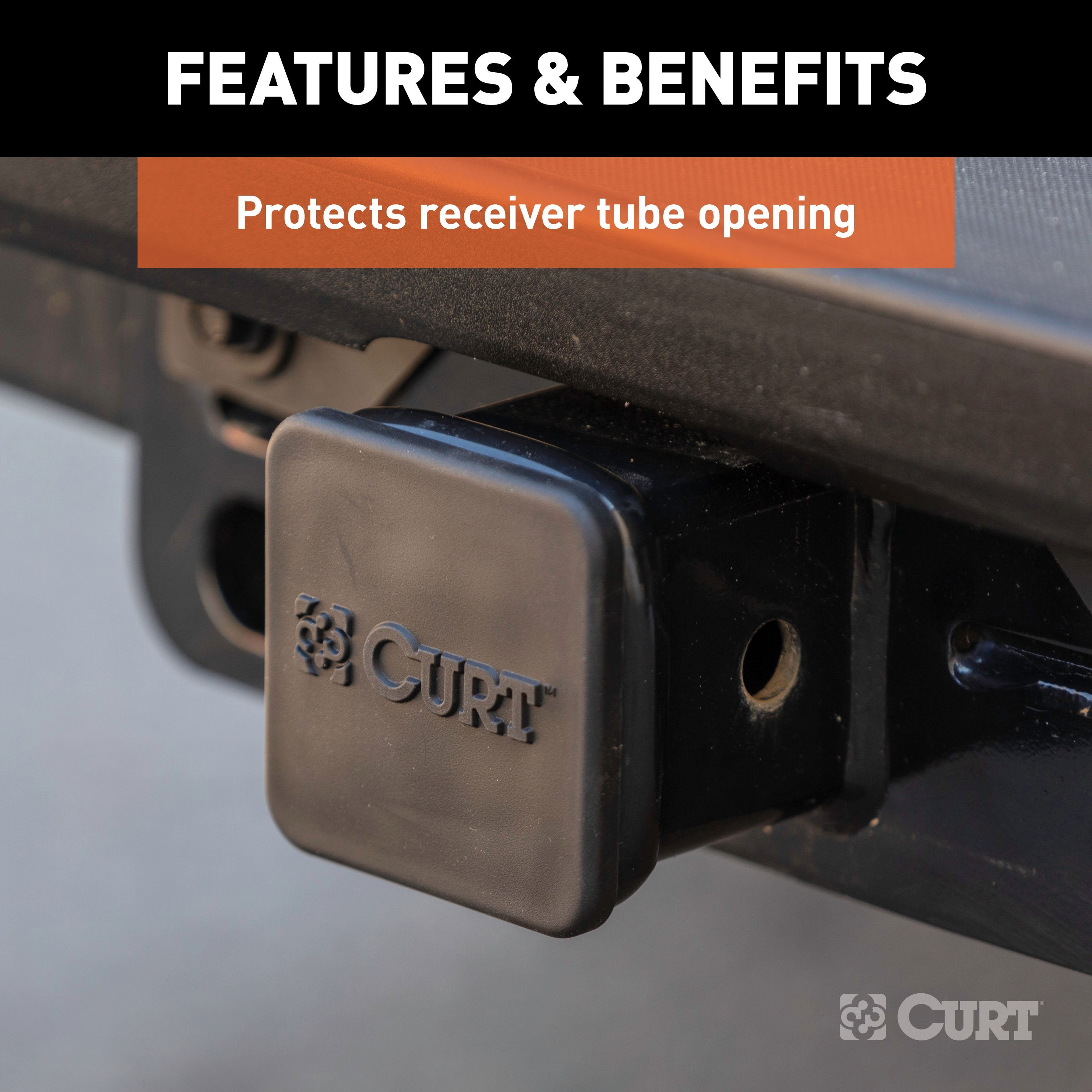 CURT Rubber Trailer Hitch Cover, Fits 2-1/2-Inch Receiver Model 22277