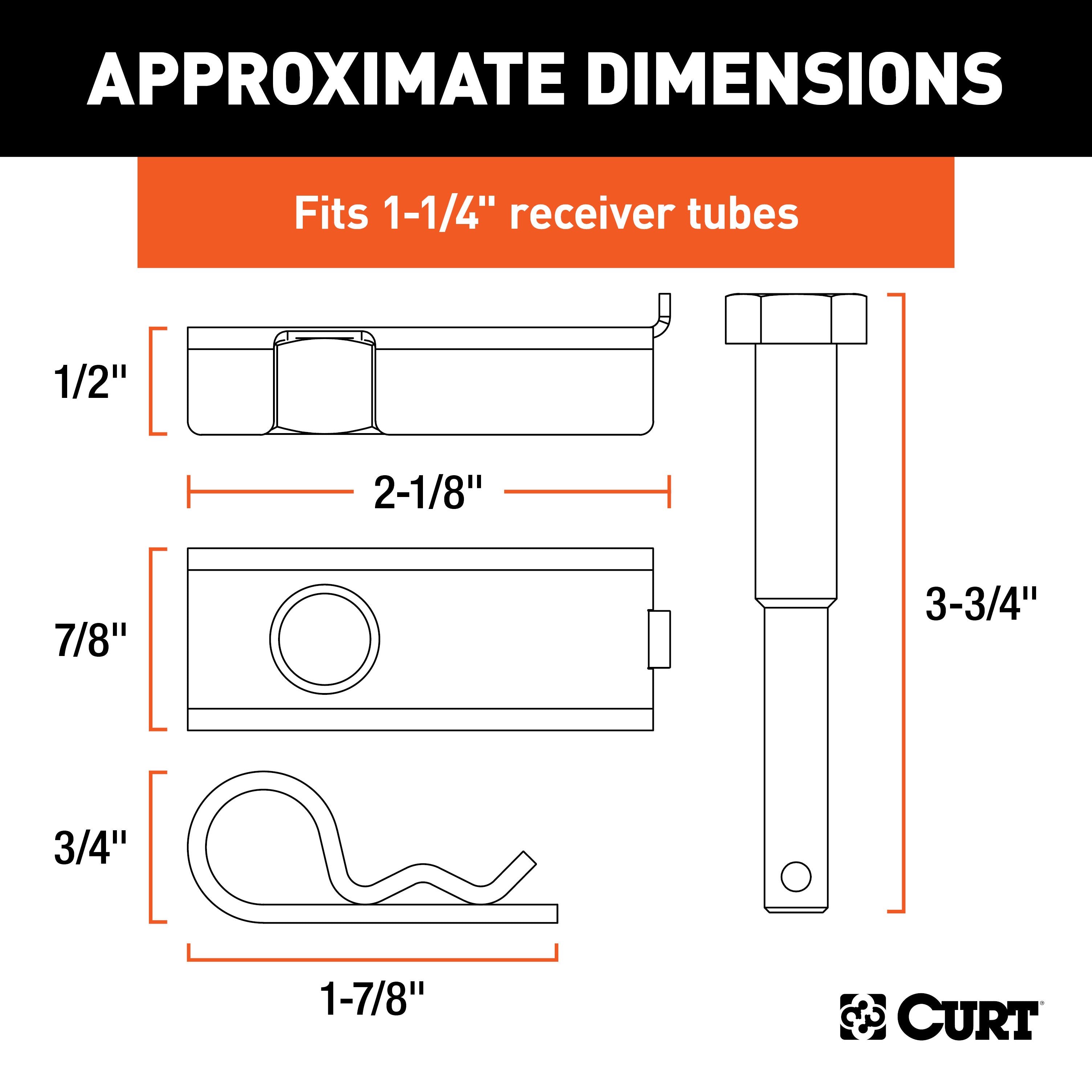 CURT Anti-Rattle Hitch Pin Shim Device, Fits 1-1/4-Inch Receiver, 1/2-In Hole Model 22315