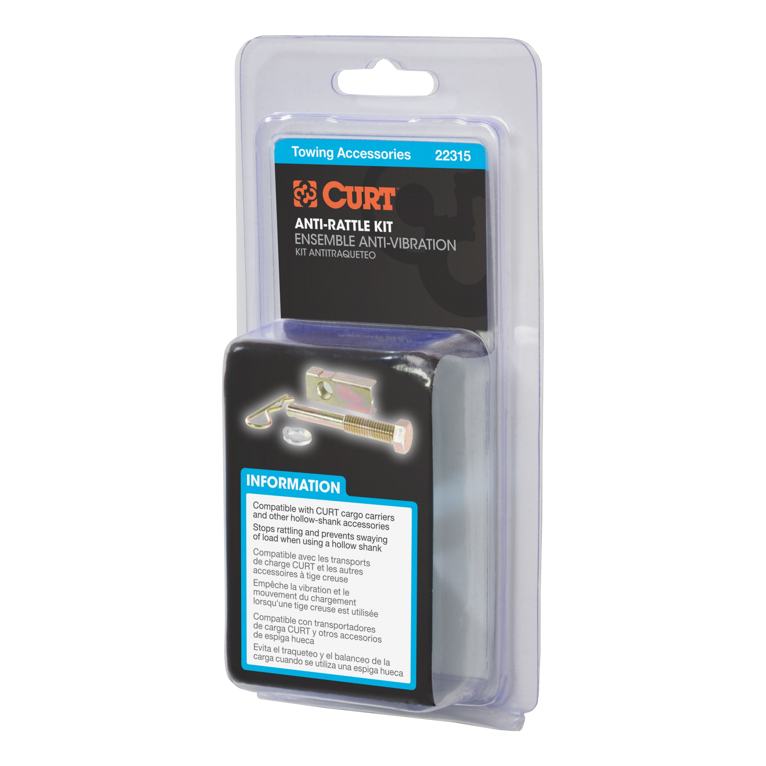 CURT Anti-Rattle Hitch Pin Shim Device, Fits 1-1/4-Inch Receiver, 1/2-In Hole Model 22315