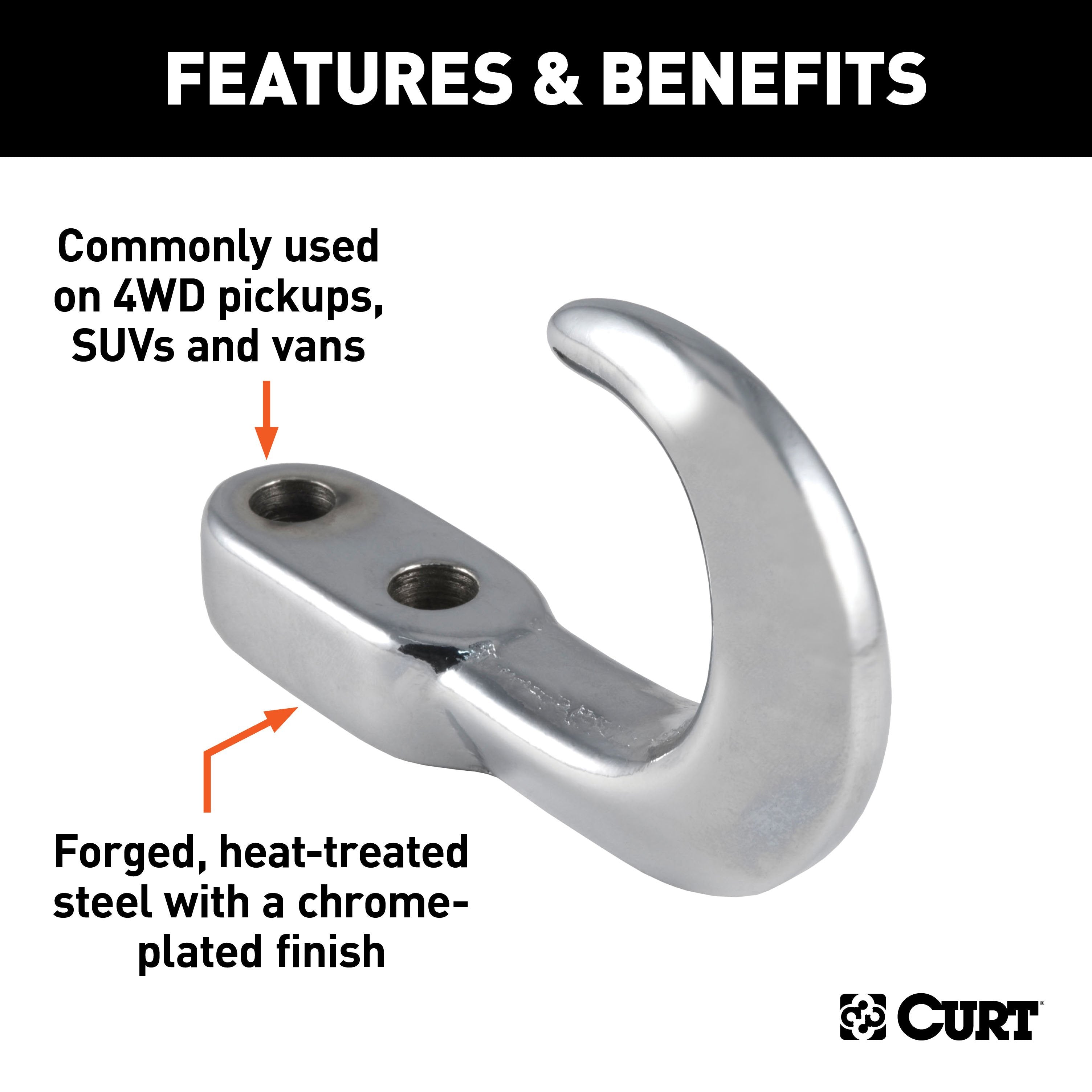 CURT Chrome Steel Tow Hook, 10,000 lbs Capacity Model 22420