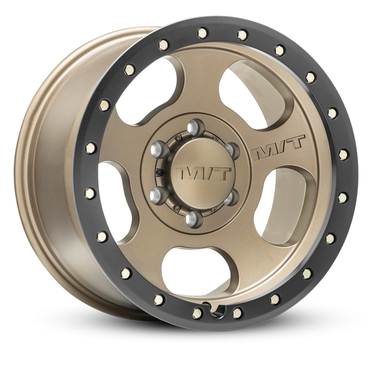 MT Canyon Pro Wheel 17X9 5 x 8x6.5 Hub Bore 4.929 Satin Bronze W/Black Lip Zinc Bolts Mickey Thompson