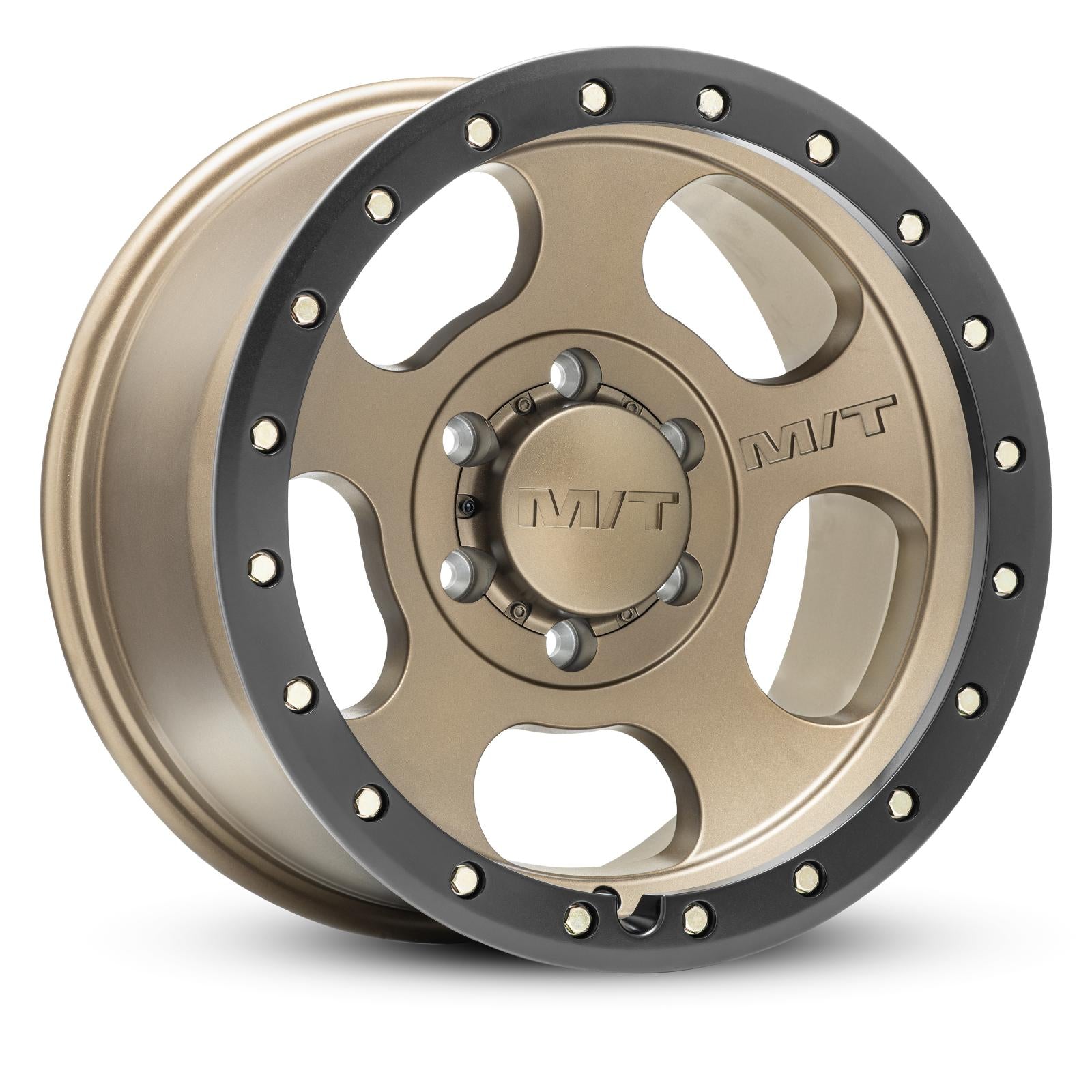 MT Canyon Pro Wheel 18x9 5 x 8X180 Hub Bore 4.929 Satin Bronze W/Black Lip Zinc Bolts Mickey Thompson