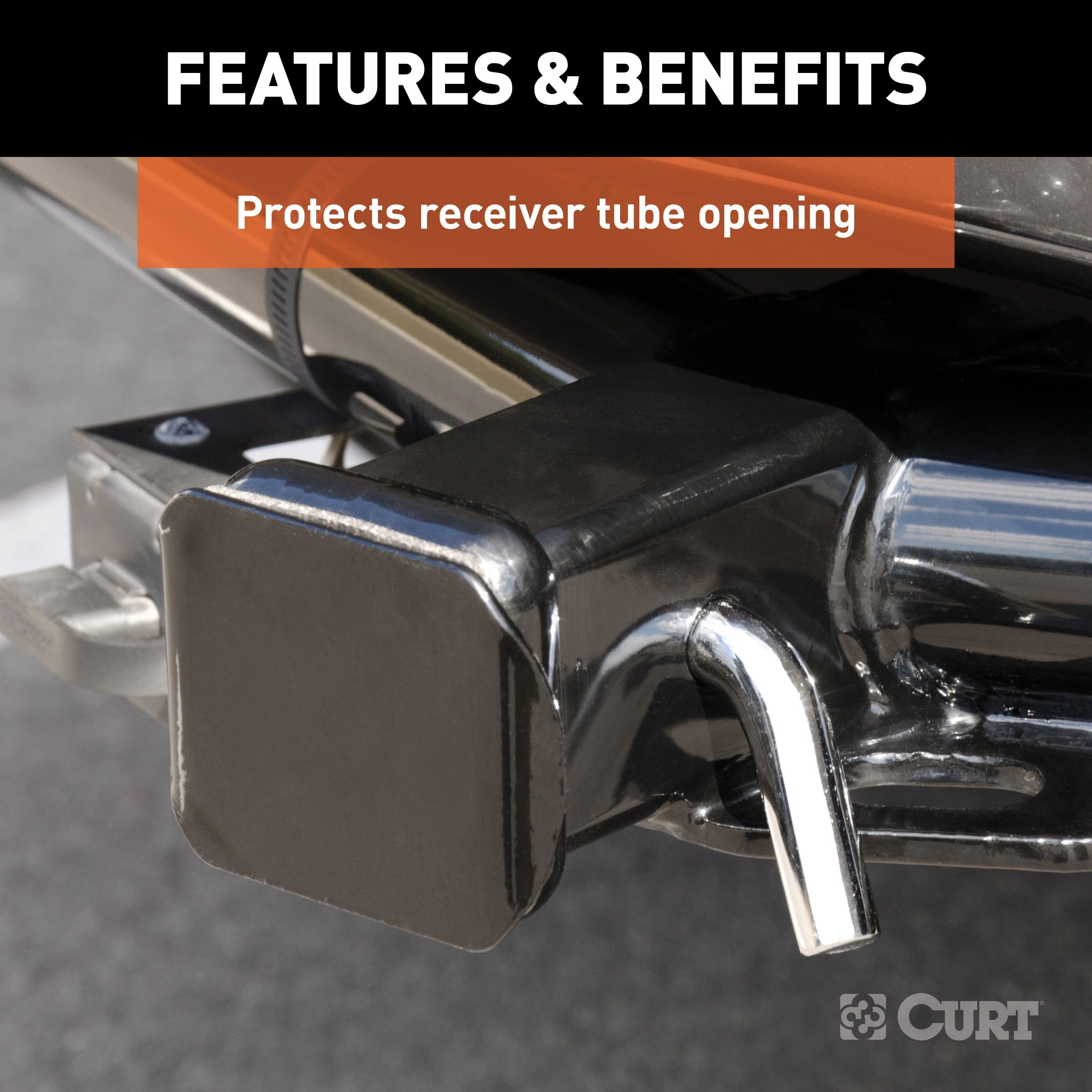 CURT Black Steel Trailer Hitch Cover, Fits 2-Inch Receiver Model 22750