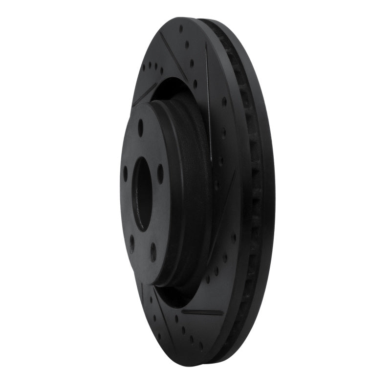 R1 12-18 Jeep Wrangler Front Right Drilled & Slotted Black Brake Rotor