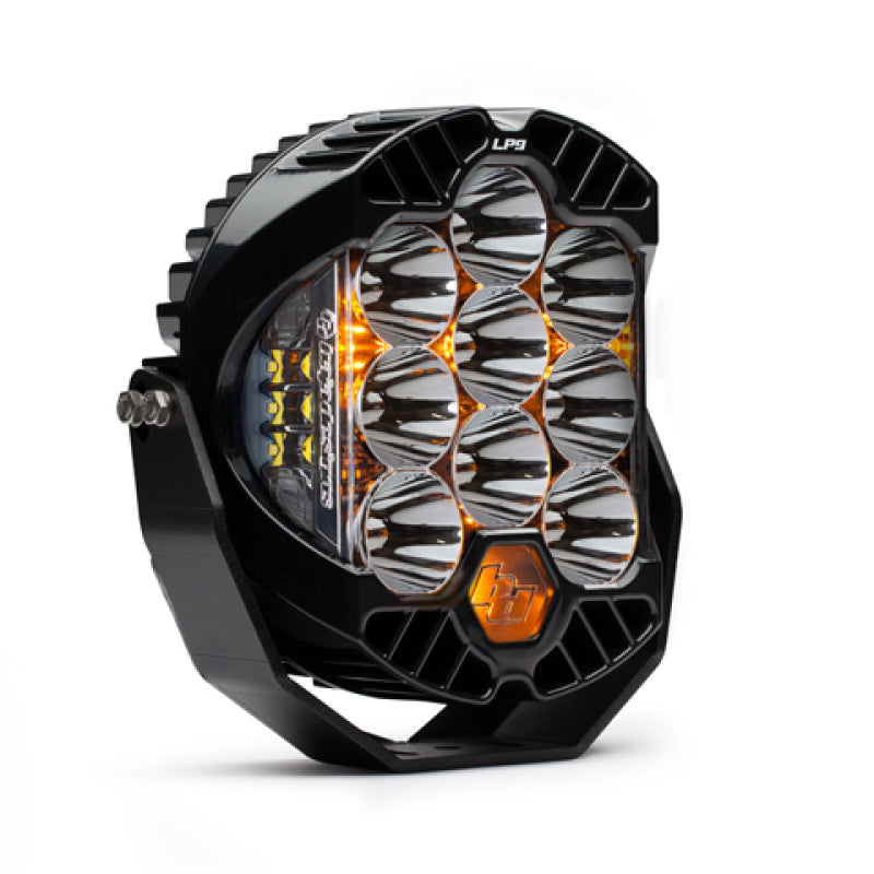 Baja Designs LP9 Racer Edition LED light pod with high-speed spot pattern, featuring a clear lens and robust design.