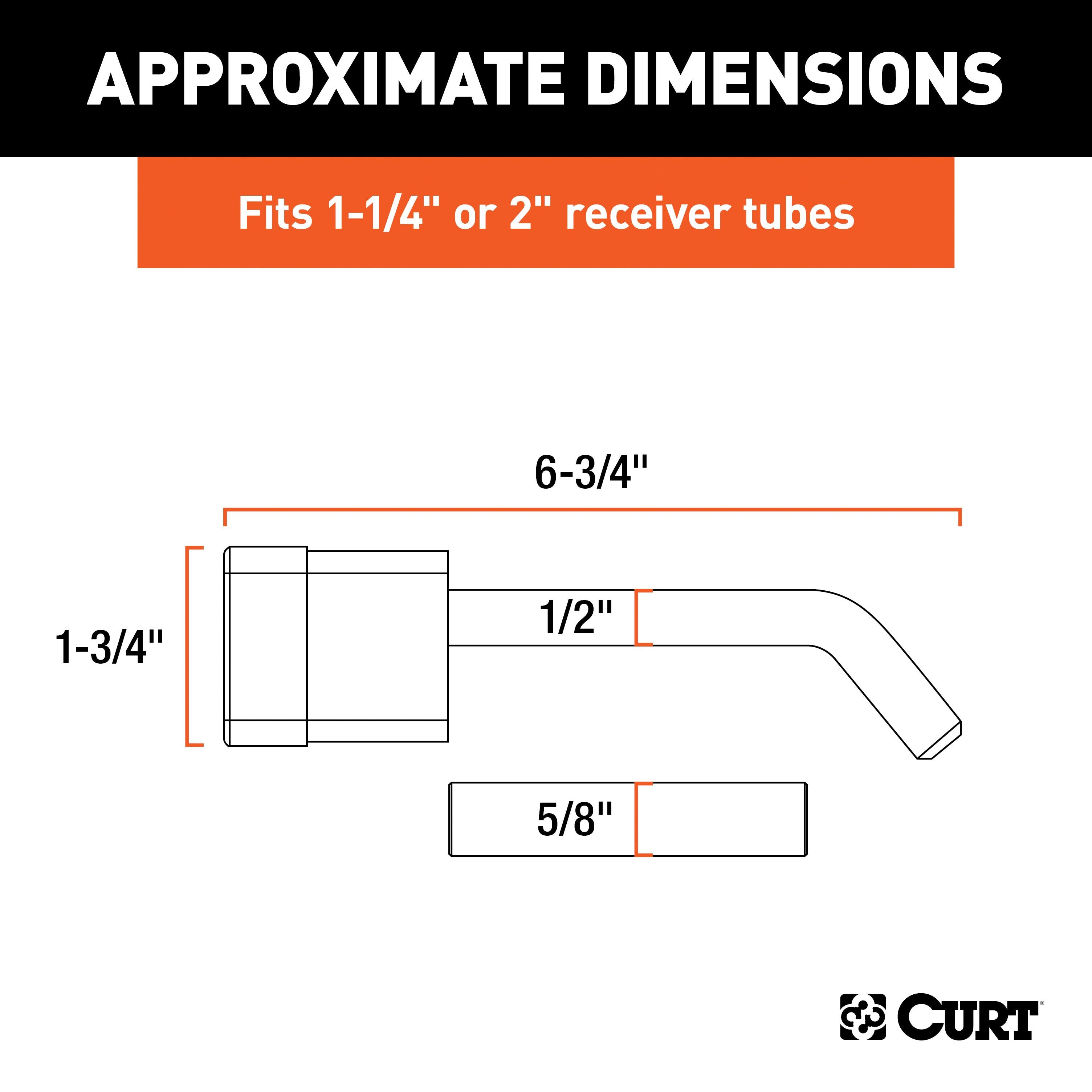 CURT Trailer Hitch Lock, 1/2-Inch Pin Diameter, 5/8-Inch Adapter, Fits 1-1/4 or 2-Inch Receiver Model 23024