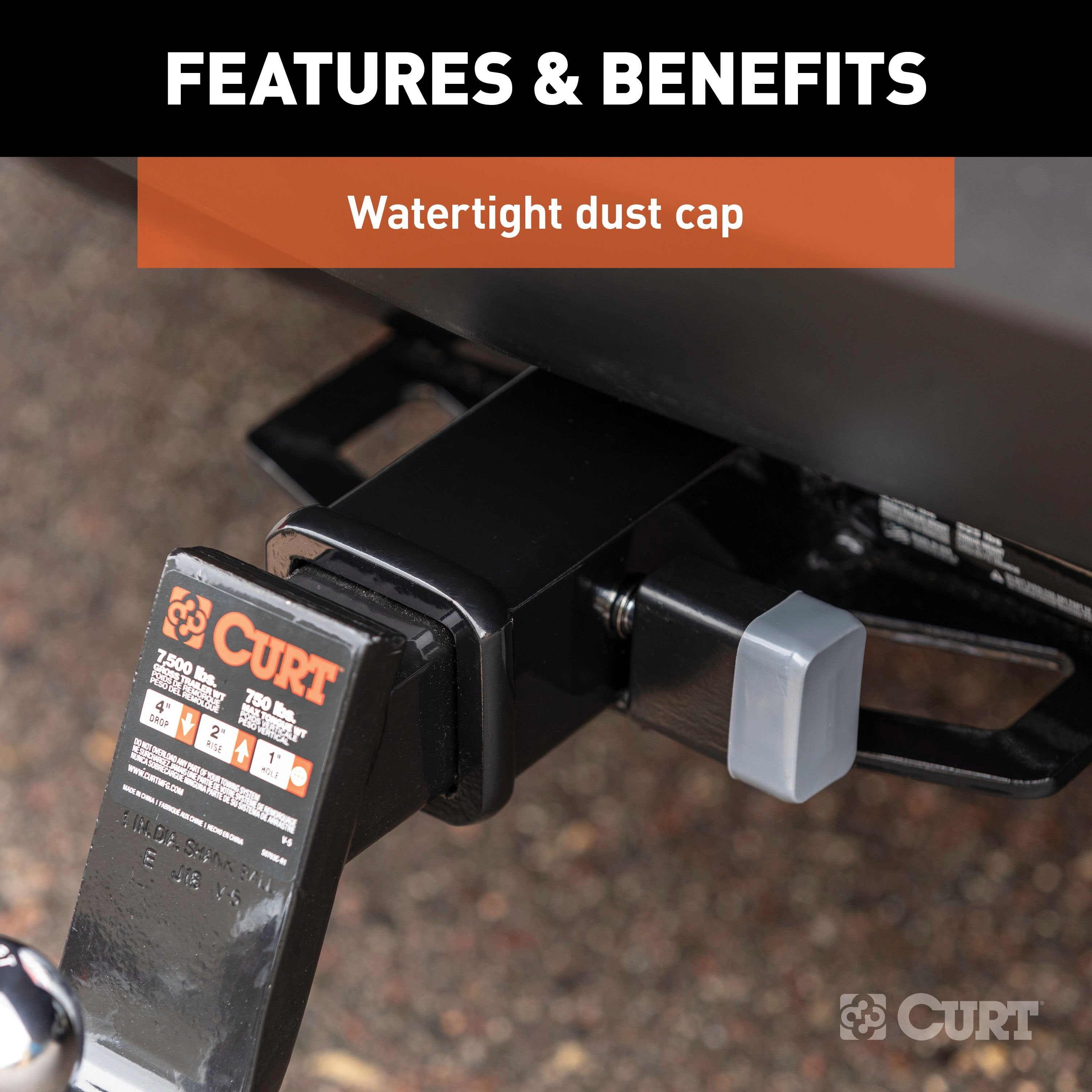 CURT Trailer Hitch Lock, 1/2-Inch Pin Diameter, 5/8-Inch Adapter, Fits 1-1/4 or 2-Inch Receiver Model 23024