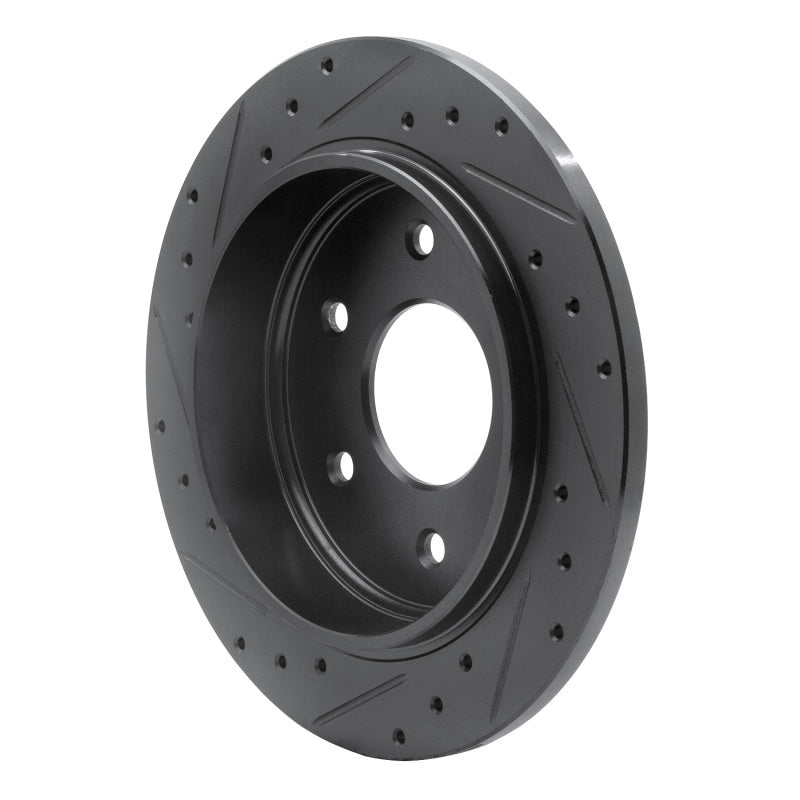 R1 04-15 Infiniti QX56 Rear Right Drilled & Slotted Black Brake Rotor