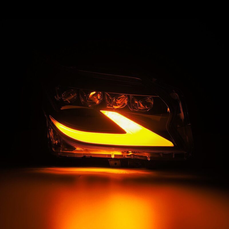 AlphaRex NOVA LED projector headlights for 14-19 Lexus GX460 with sequential signal and active light in alpha black finish.