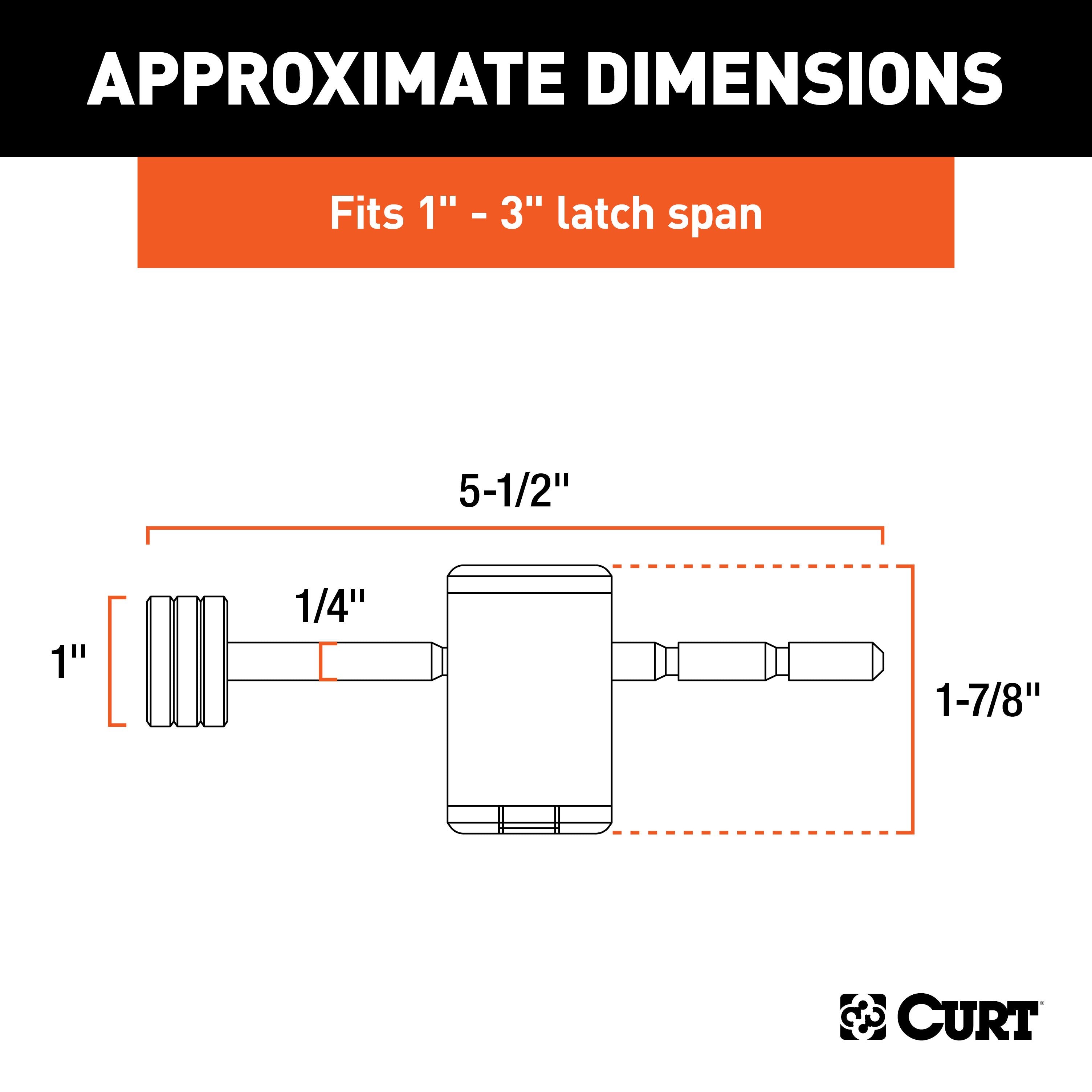 CURT Right-Angle Trailer Coupler Lock, 1/4-Inch Pin Diameter, Up to 3-Inch Span Model 23503