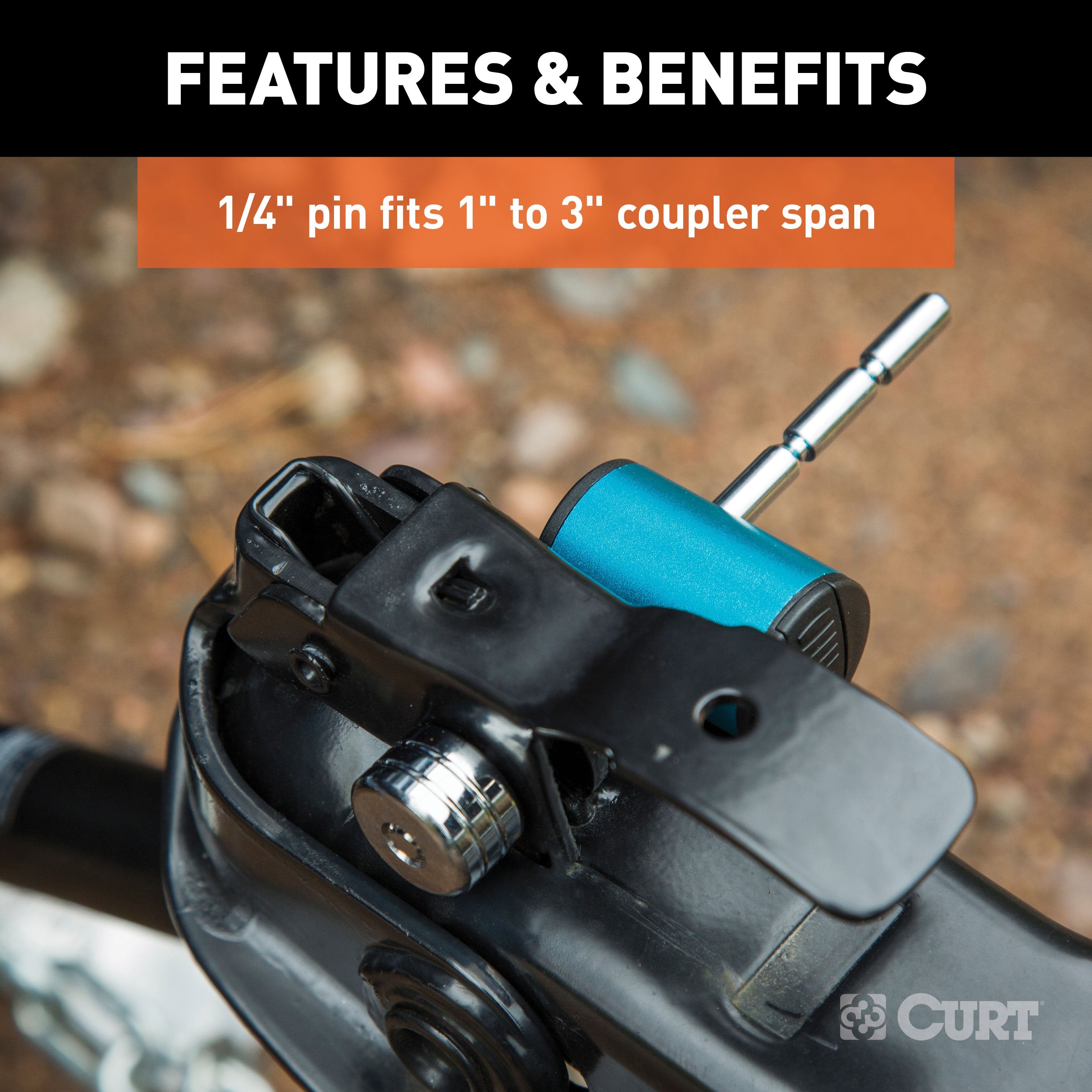 CURT Right-Angle Trailer Coupler Lock, 1/4-Inch Pin Diameter, Up to 3-Inch Span Model 23503