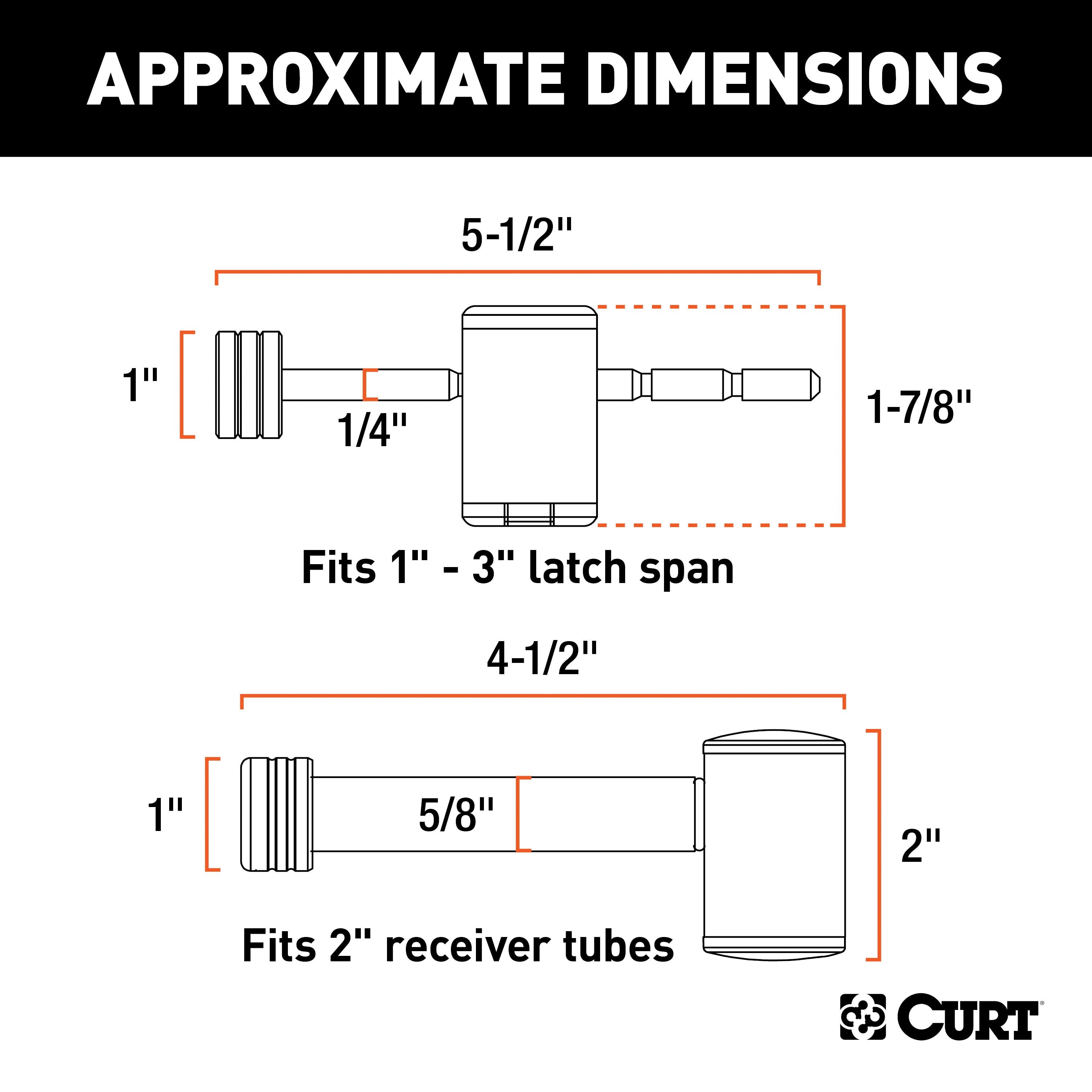 CURT Right-Angle Trailer Lock Set, 5/8-Inch Pin for 2-Inch Receiver, 1/4 x 3-Inch Coupler Span Model 23505