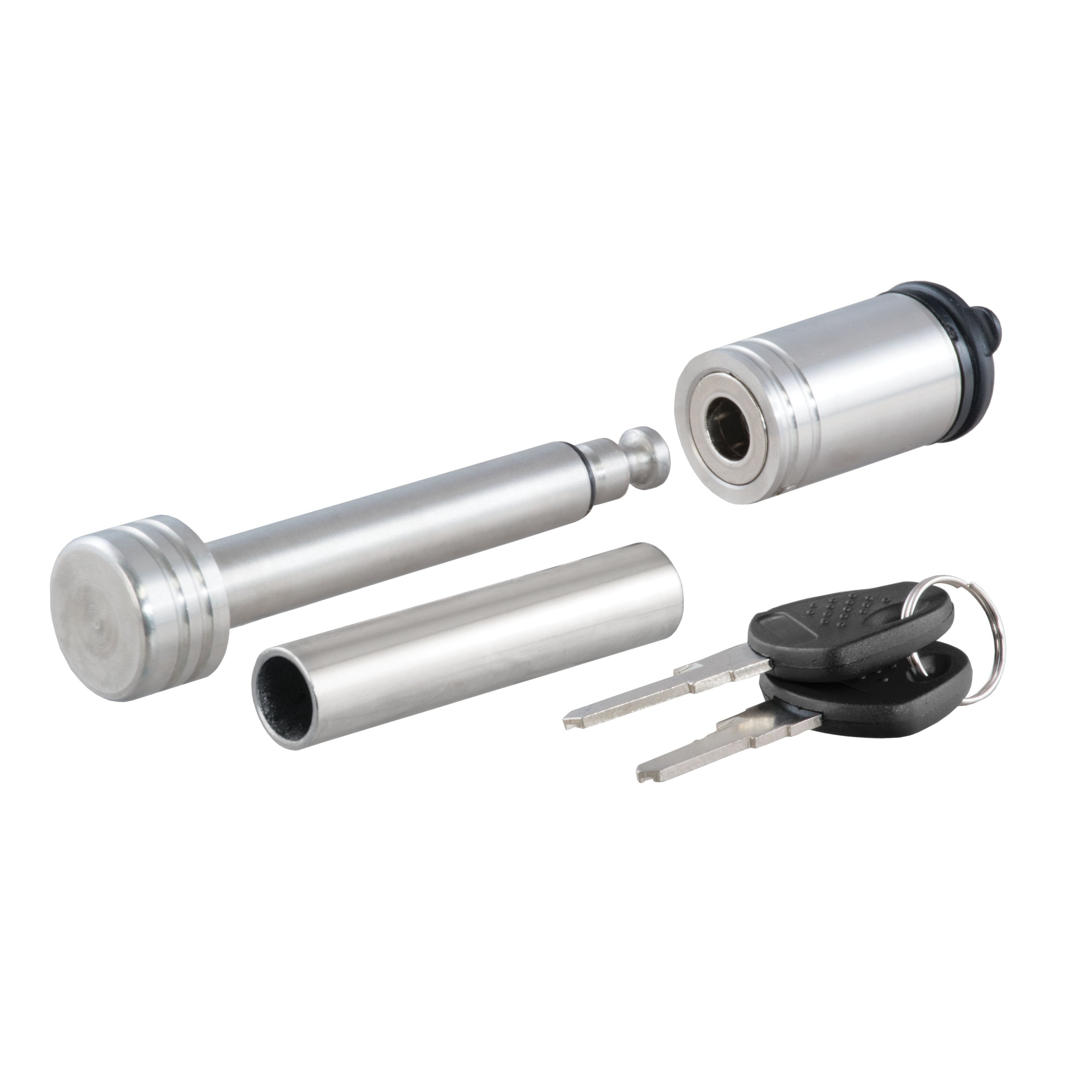 CURT Stainless Steel Trailer Hitch Lock, 1/2-Inch Pin Diameter, 5/8-Inch Adapter, Fits 1-1/4 or 2-Inch Receiver Model 23517