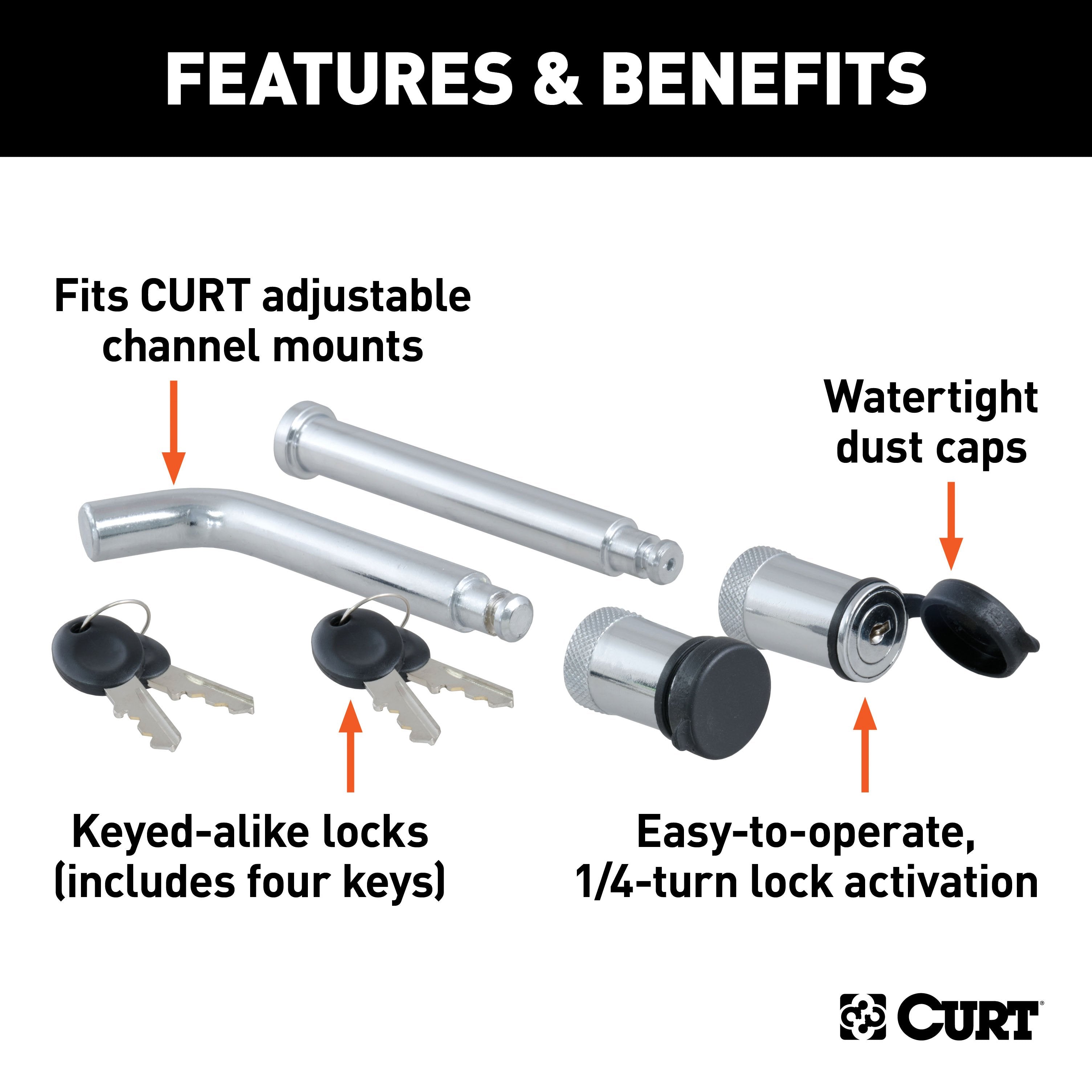 CURT Lock Set for Adjustable Channel Mounts Model 23556